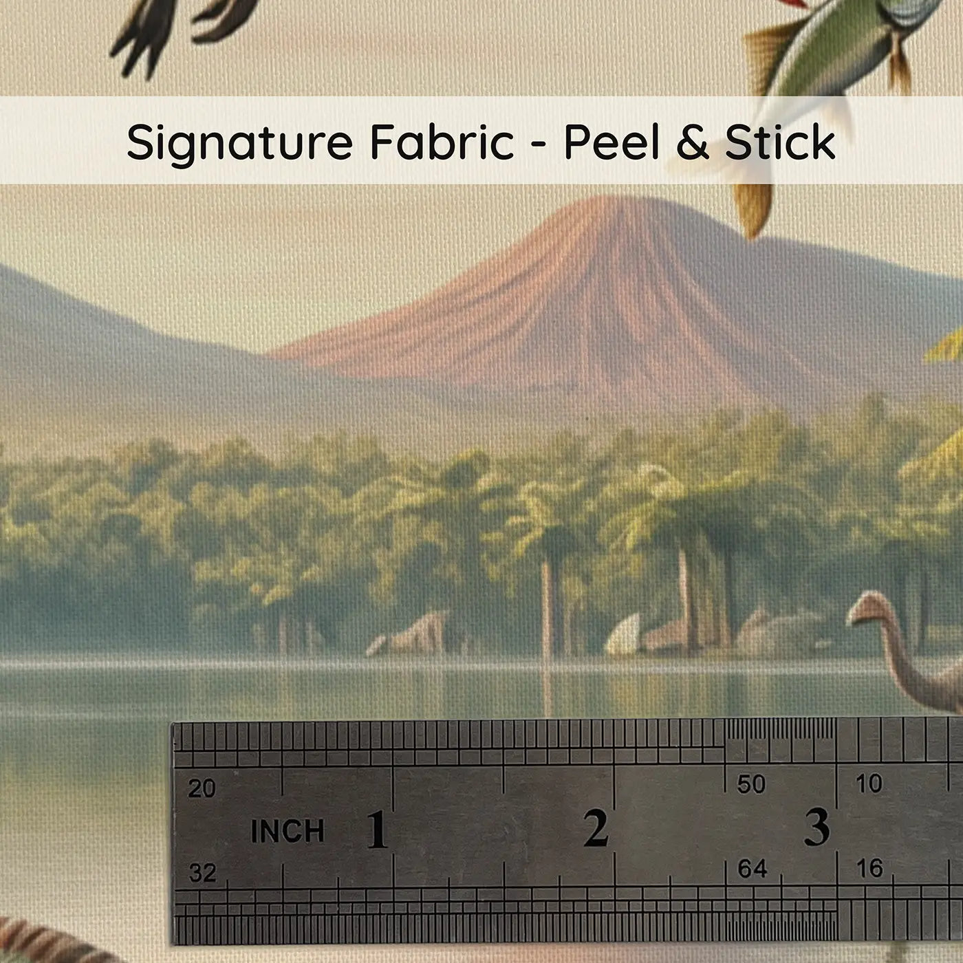 Fabric texture close-up of Pterodactyl Fishing Lake Wallpaper Mural by Whimsy Tots