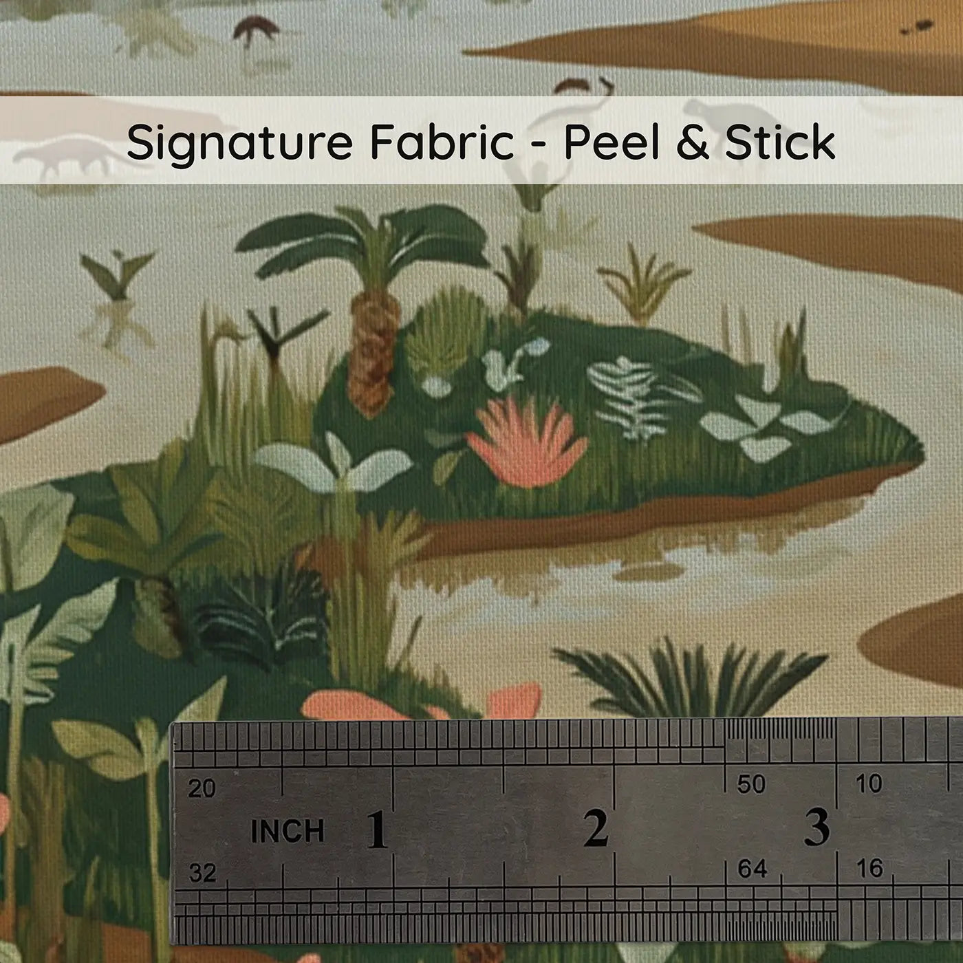 Fabric texture close-up of Prehistoric River Delta Wallpaper Mural by Whimsy Tots