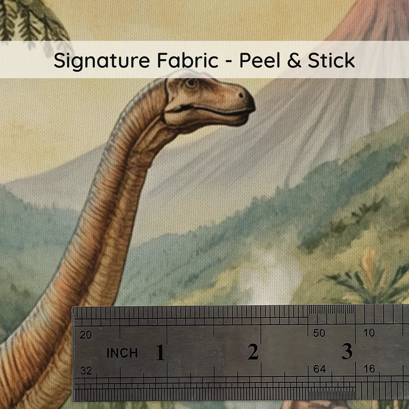 Fabric texture close-up of Dino Discovery Valley Wallpaper Mural by Whimsy Tots