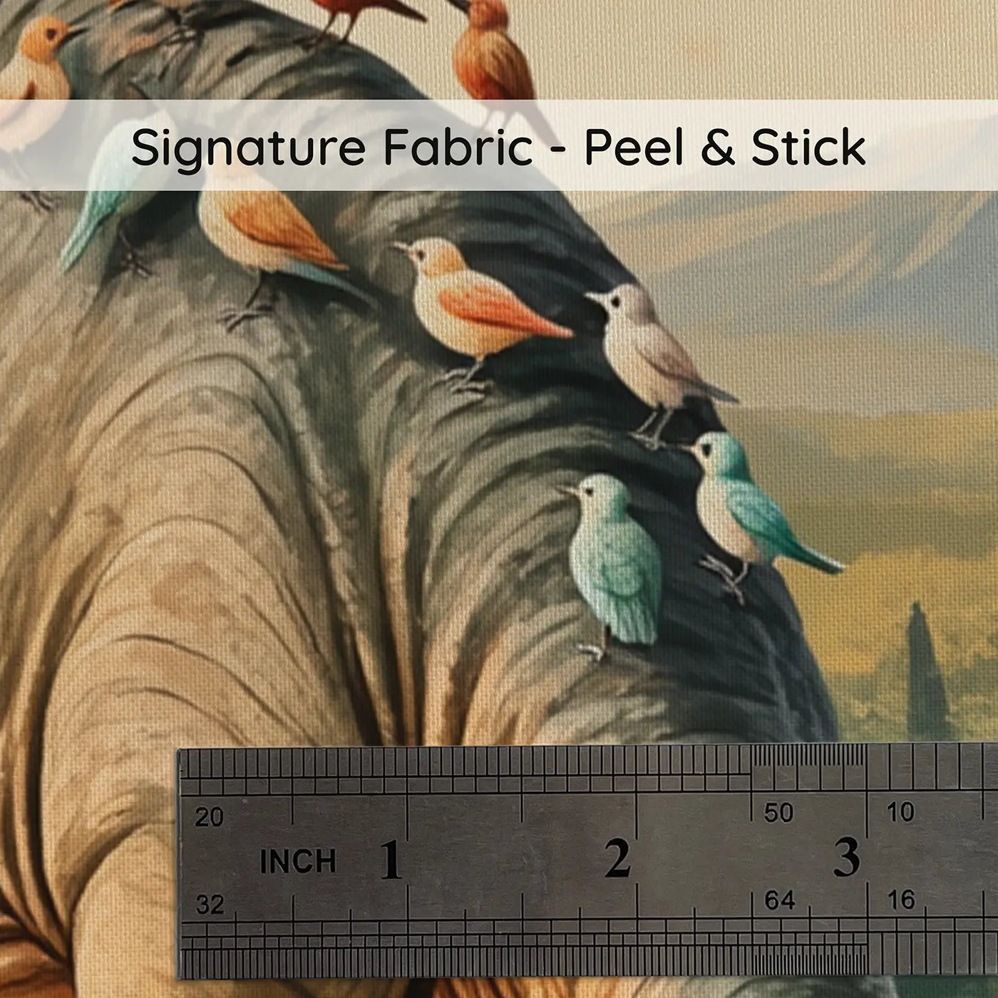 Fabric texture close-up of Diplodocus Bird Grooming Wallpaper Mural by Whimsy Tots