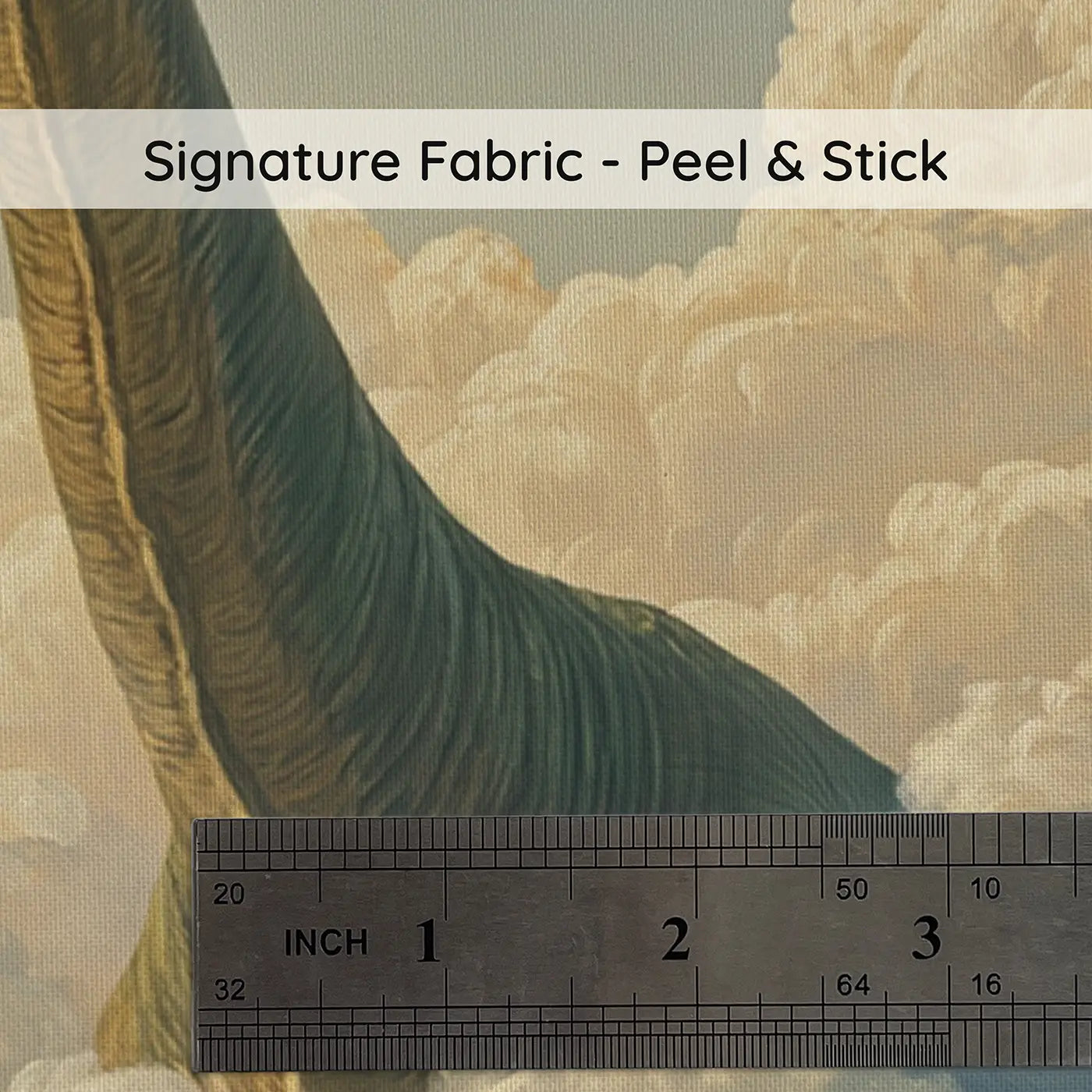 Fabric texture close-up of Giant Brontosaurus Skyline Wallpaper Mural by Whimsy Tots