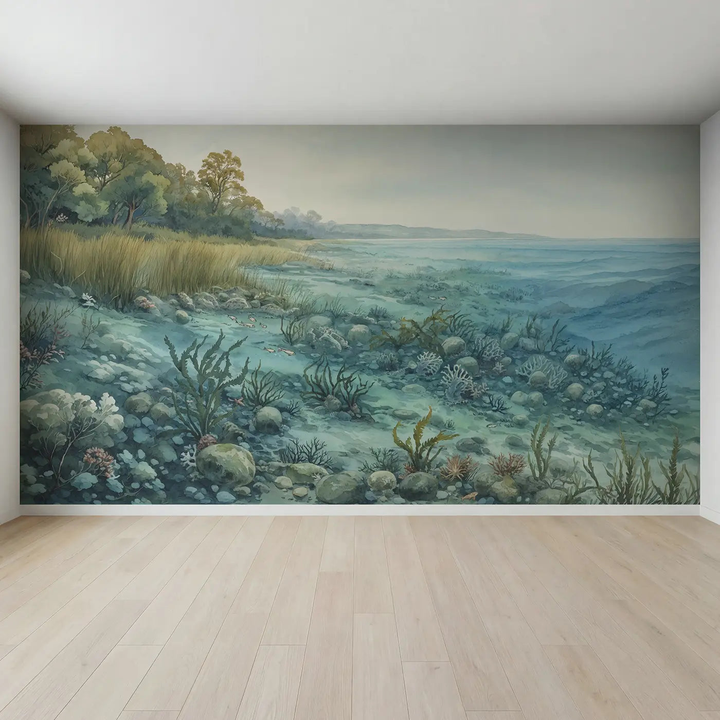 Full view of Trilobiteera Ocean Floor Panorama Wallpaper Mural by Whimsy Tots