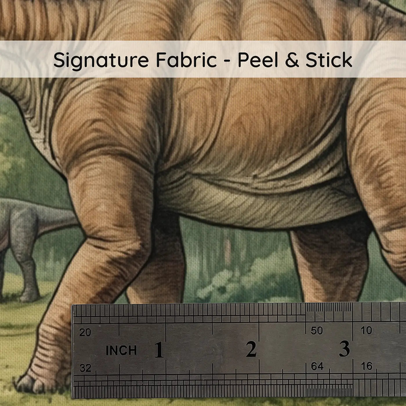 Fabric texture close-up of Gentle Diplodocus Valley Wallpaper Mural by Whimsy Tots