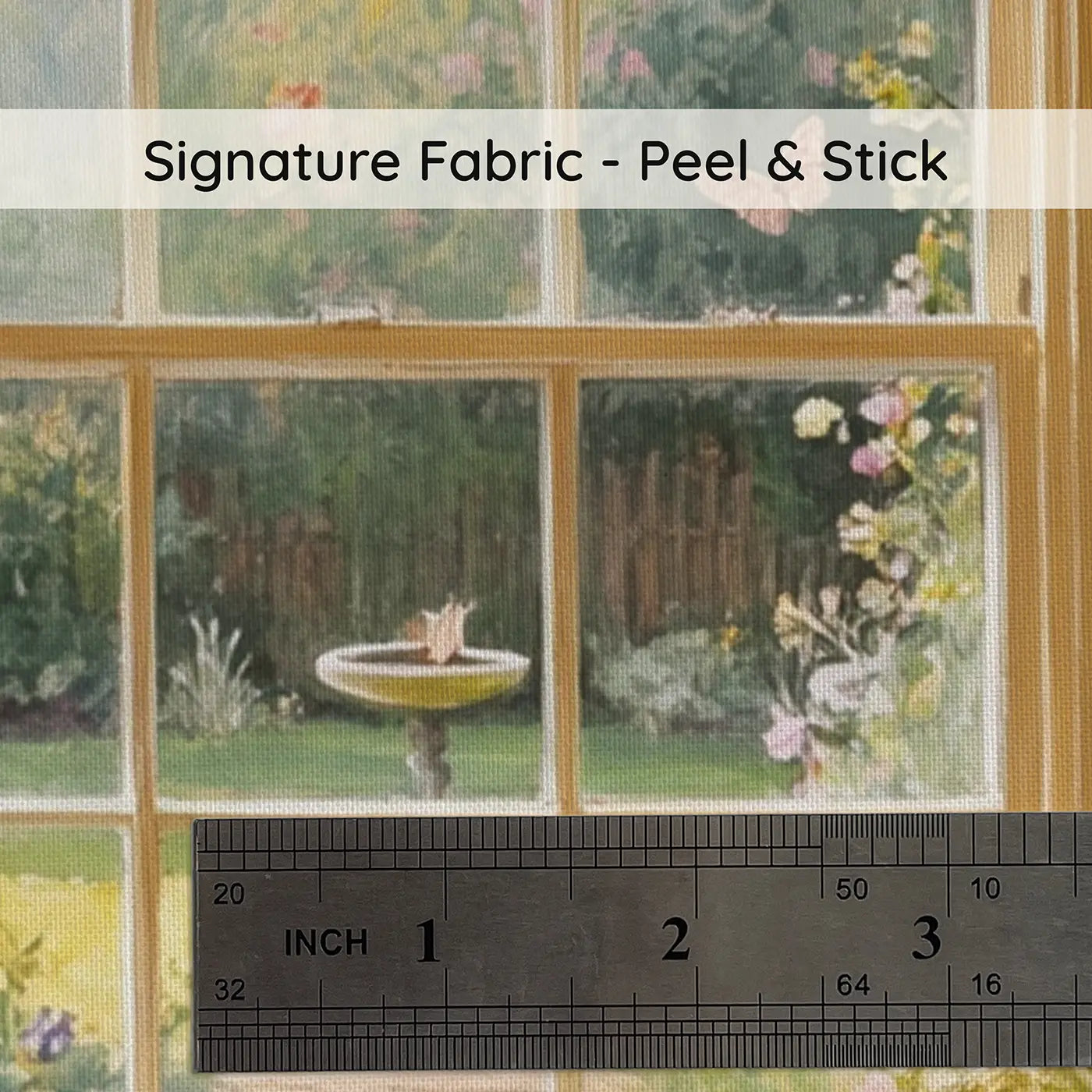 Fabric texture close-up of Window Seat Cat World Wallpaper Mural by Whimsy Tots