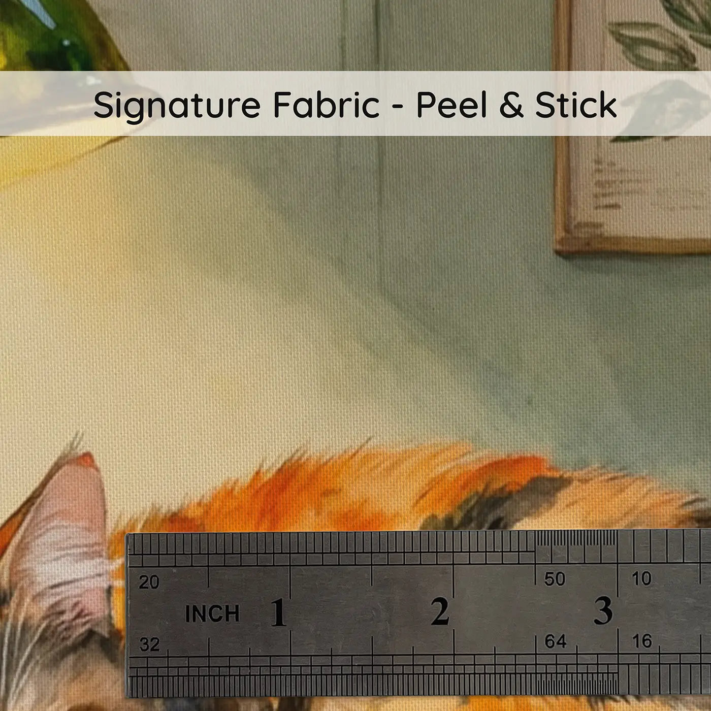 Fabric texture close-up of Tortoiseshell Cat Old Book Wallpaper Mural by Whimsy Tots