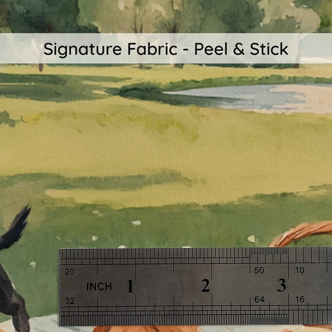 Fabric texture close-up of Puppy Picnic Tumble Wallpaper Mural by Whimsy Tots