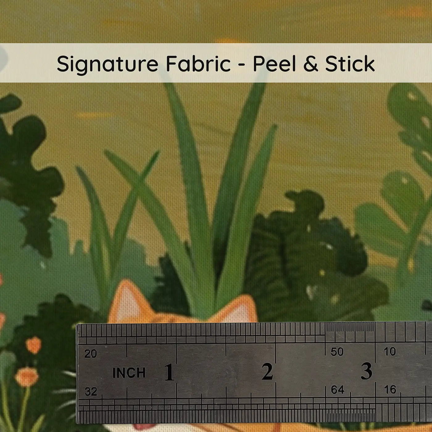Fabric texture close-up of Cat Teaching Kitten Stalk Wallpaper Mural by Whimsy Tots