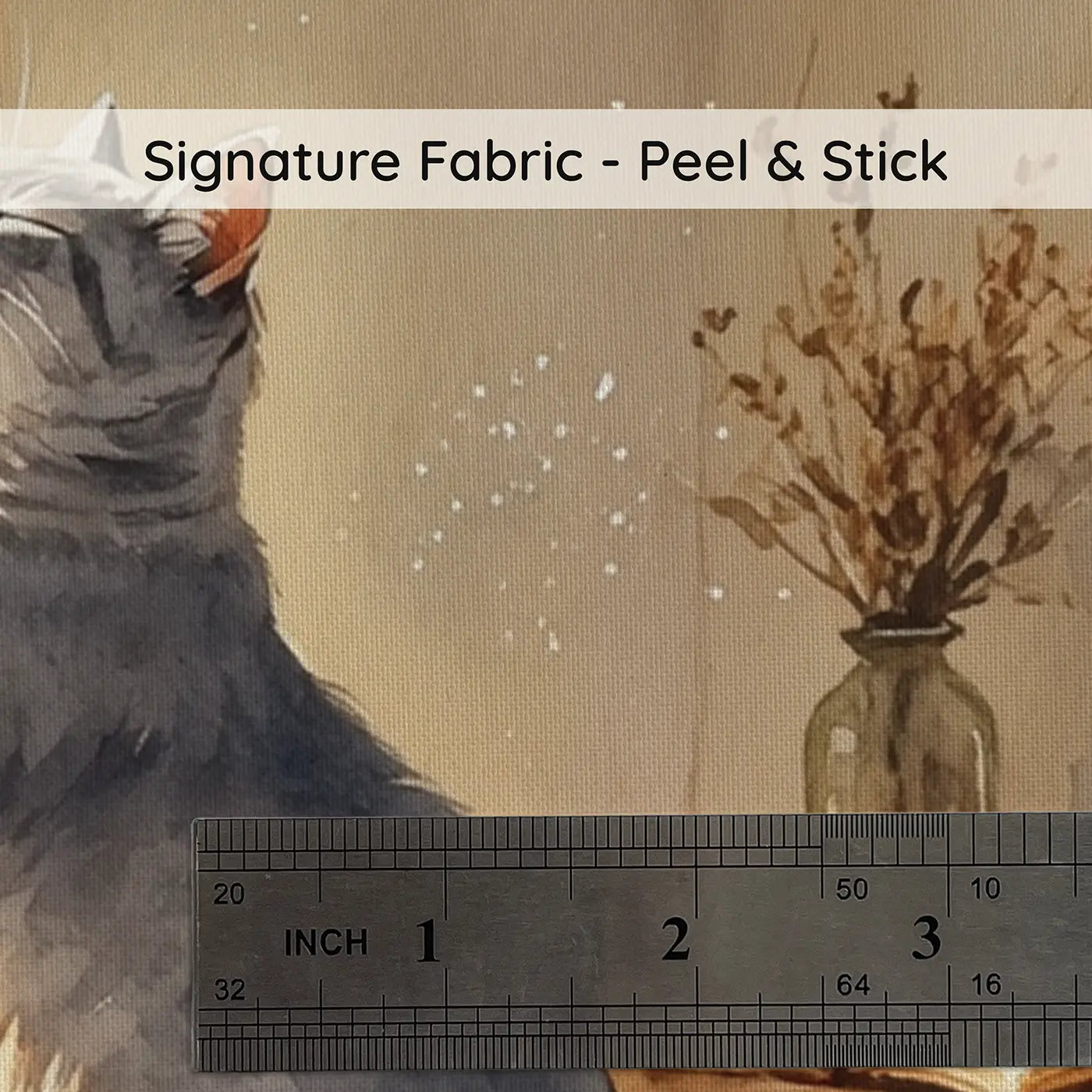 Fabric texture close-up of Morning Stretch Cat Wallpaper Mural by Whimsy Tots