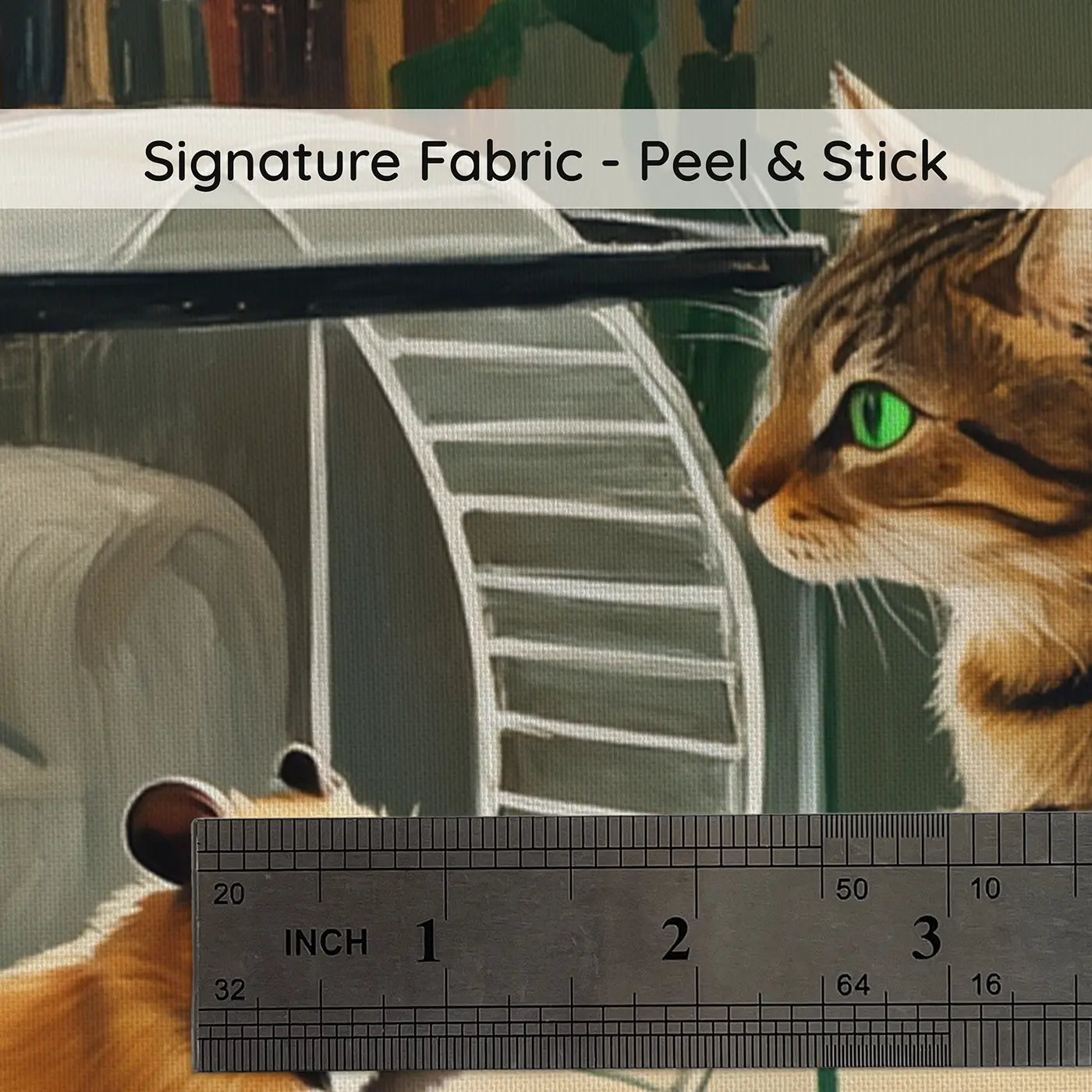 Fabric texture close-up of Hamster and Cat Tabletop Wallpaper Mural by Whimsy Tots
