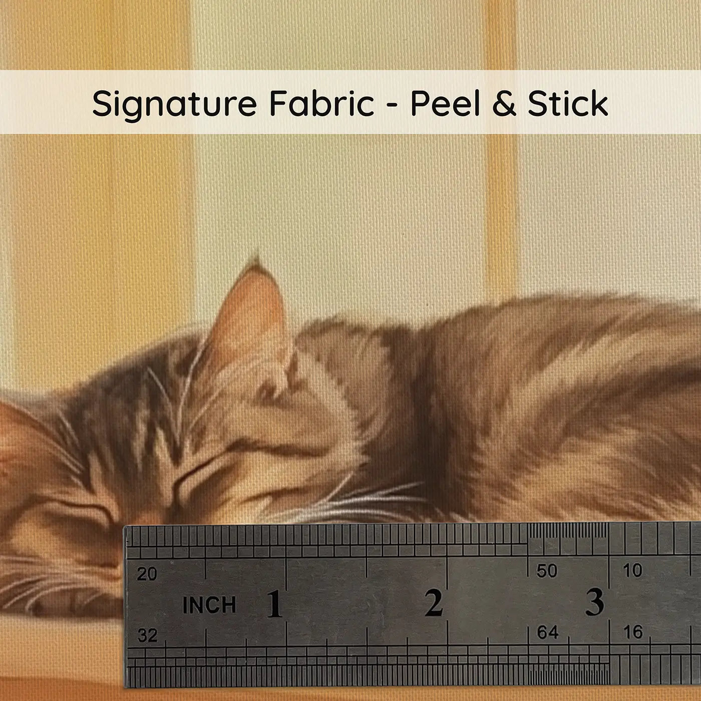 Fabric texture close-up of Sleeping Tabby Cat Window Wallpaper Mural by Whimsy Tots