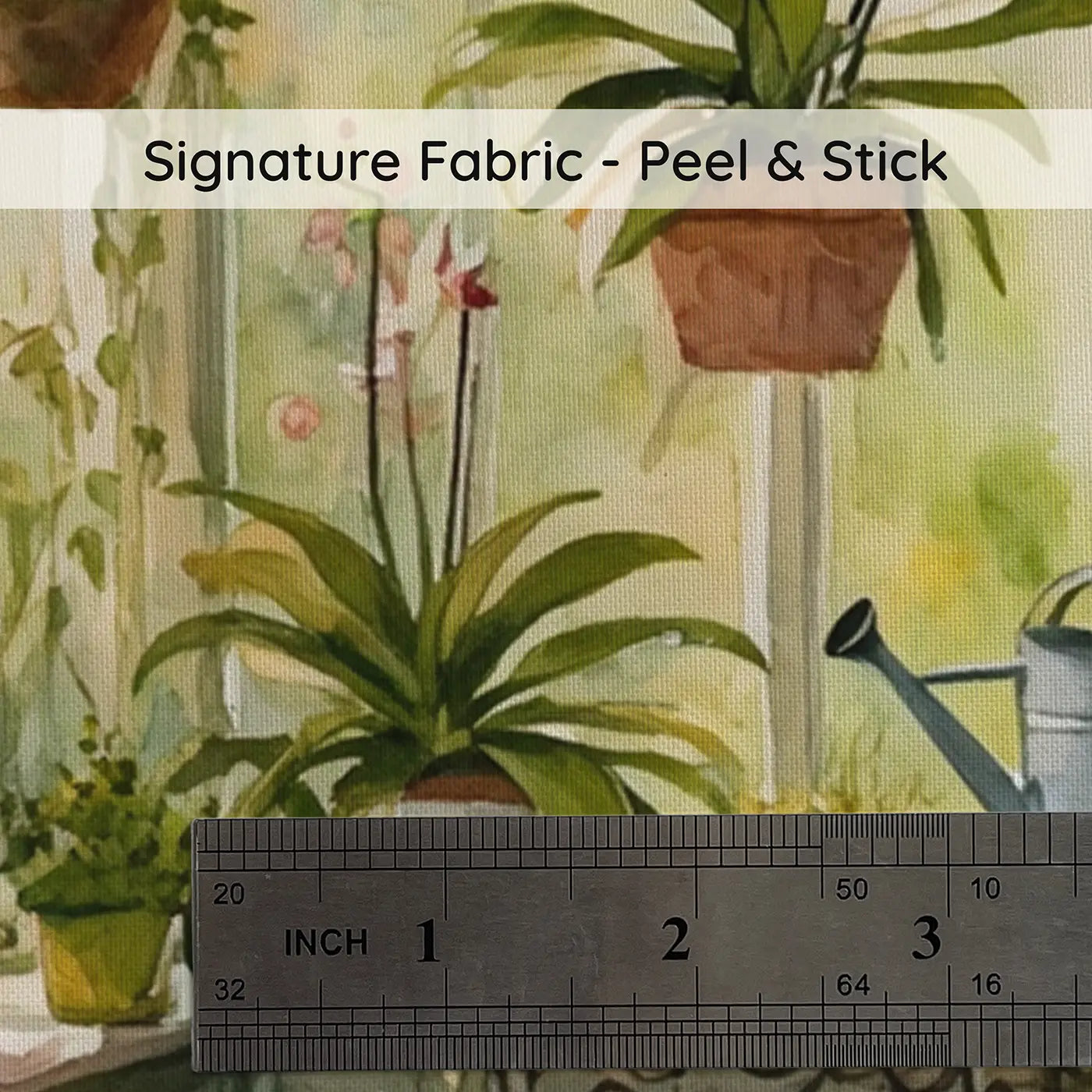 Fabric texture close-up of Sunny Window Cat Garden Wallpaper Mural by Whimsy Tots