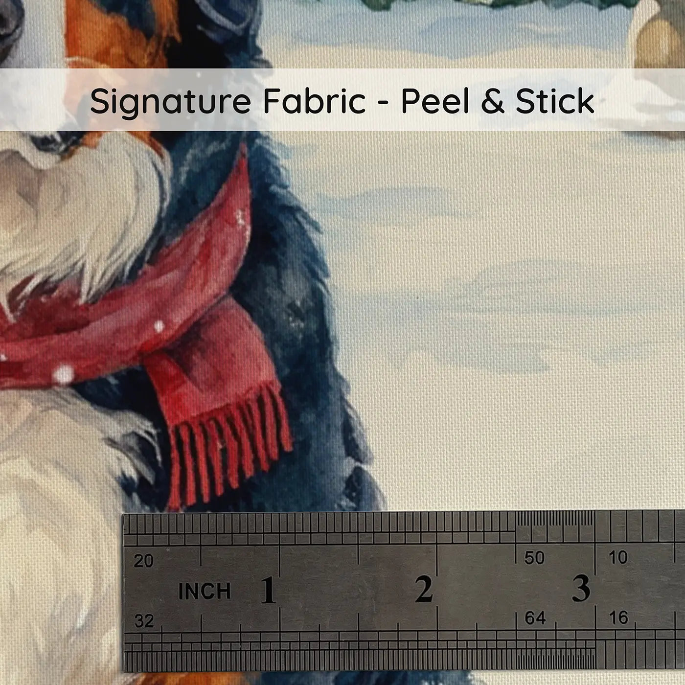 Fabric texture close-up of Snowy Bernese Mountain Dog Wallpaper Mural by Whimsy Tots