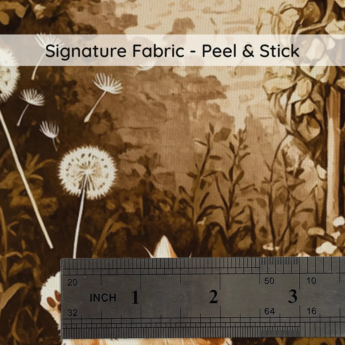 Fabric texture close-up of Ginger Kitten Dandelion Play Wallpaper Mural by Whimsy Tots