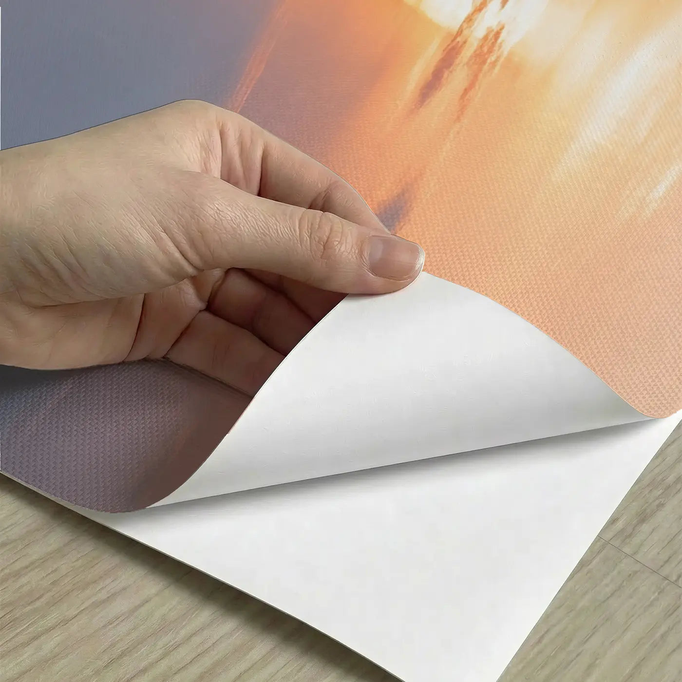 Peel-and-stick detail of Sun Pillar Winter Sunset Wallpaper Mural by Whimsy Tots