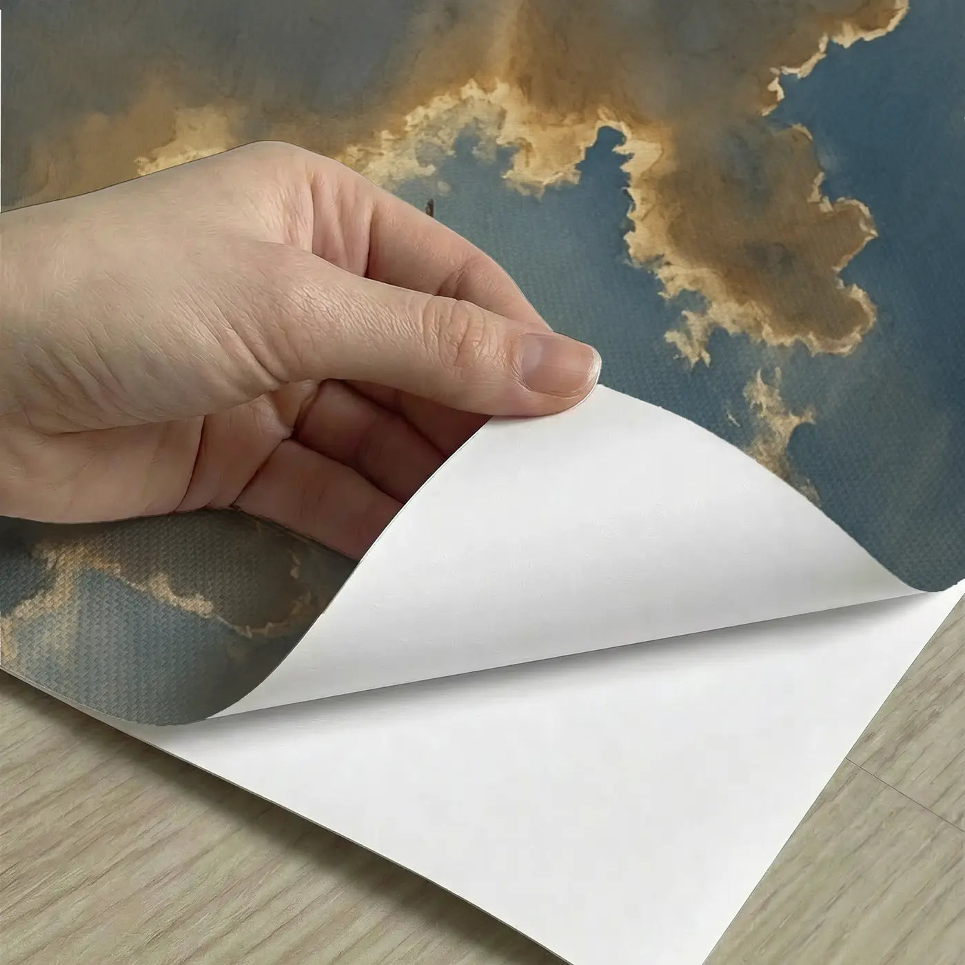 Peel-and-stick detail of Silver Lining Sunrise Wallpaper Mural by Whimsy Tots