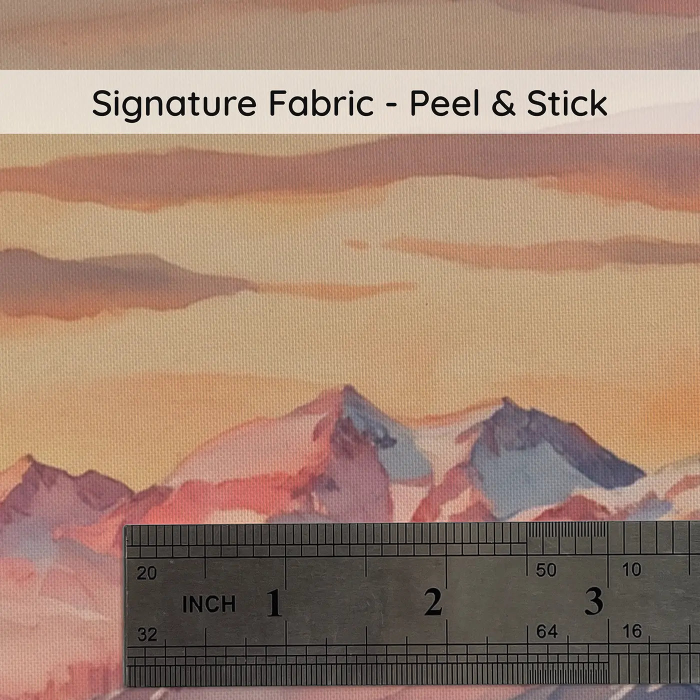 Fabric texture close-up of Alpenglow Mountain Sunset Sky Wallpaper Mural by Whimsy Tots