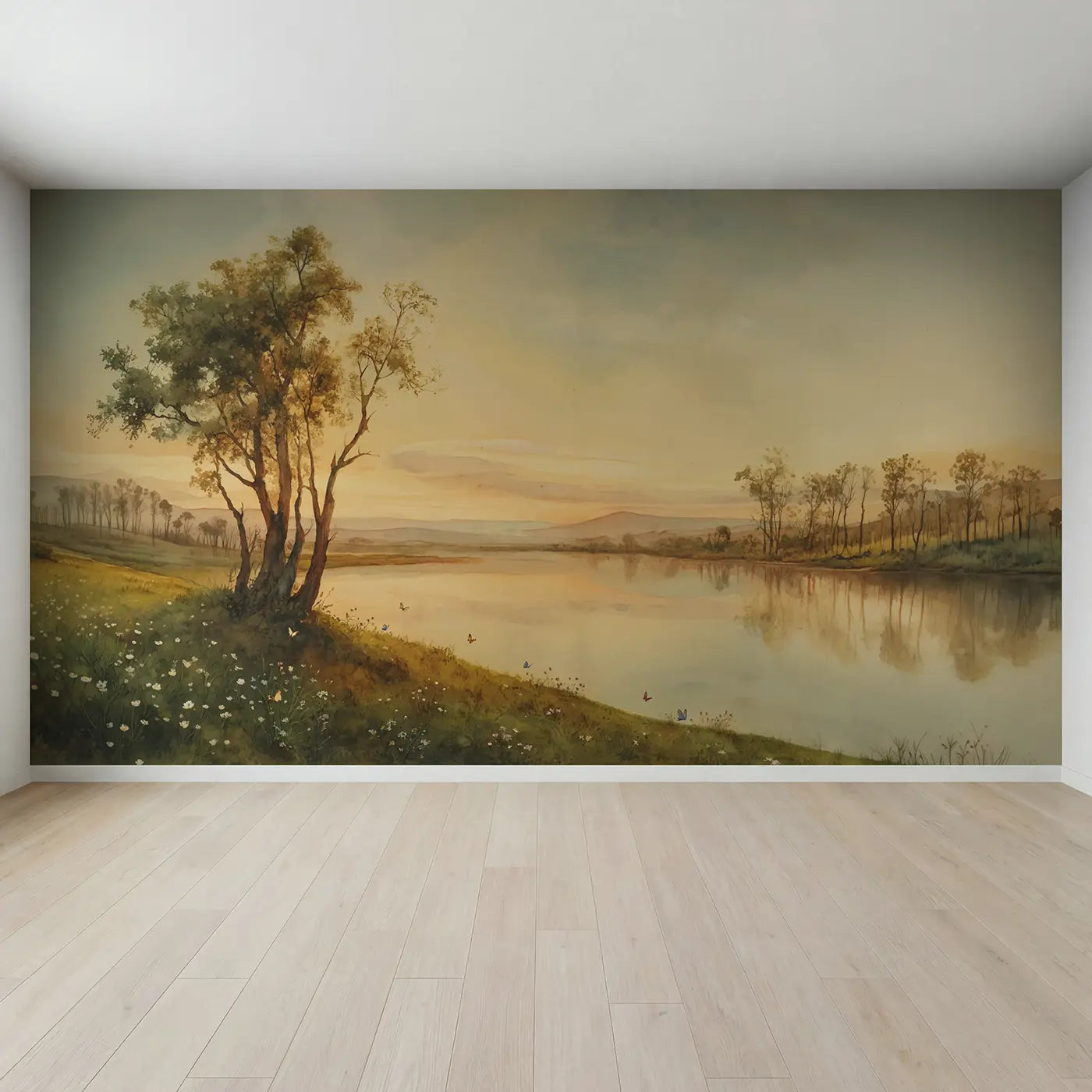 Full view of Sky Reflected Perfectly Still Wallpaper Mural by Whimsy Tots