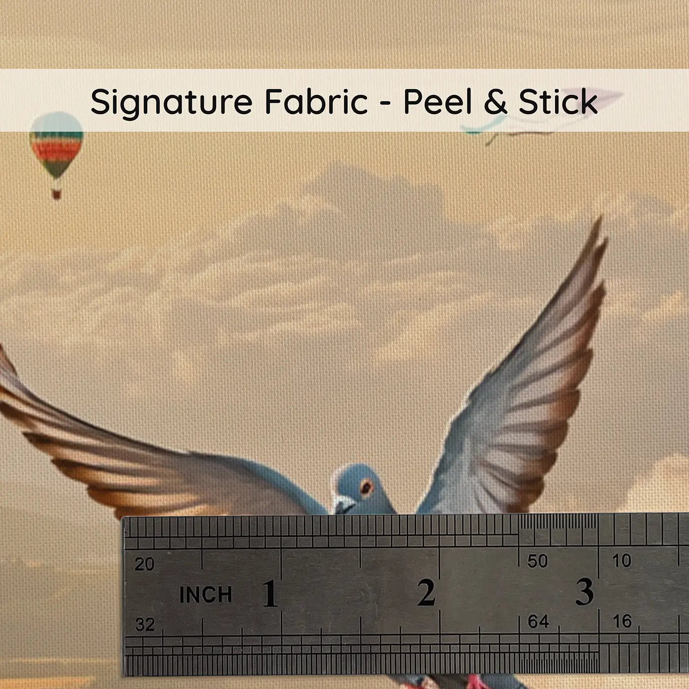 Fabric texture close-up of Pigeon and Paper Airplane Race Wallpaper Mural by Whimsy Tots
