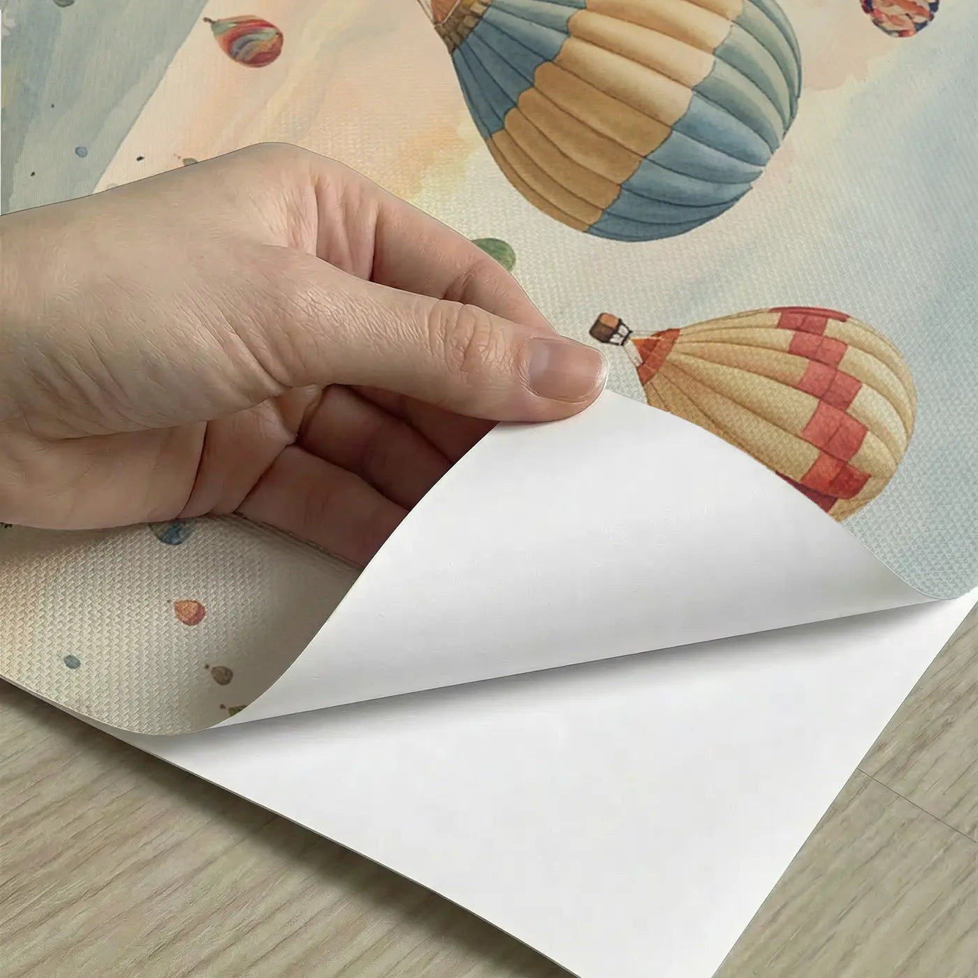 Peel-and-stick detail of Valley Balloon Festival Wallpaper Mural by Whimsy Tots