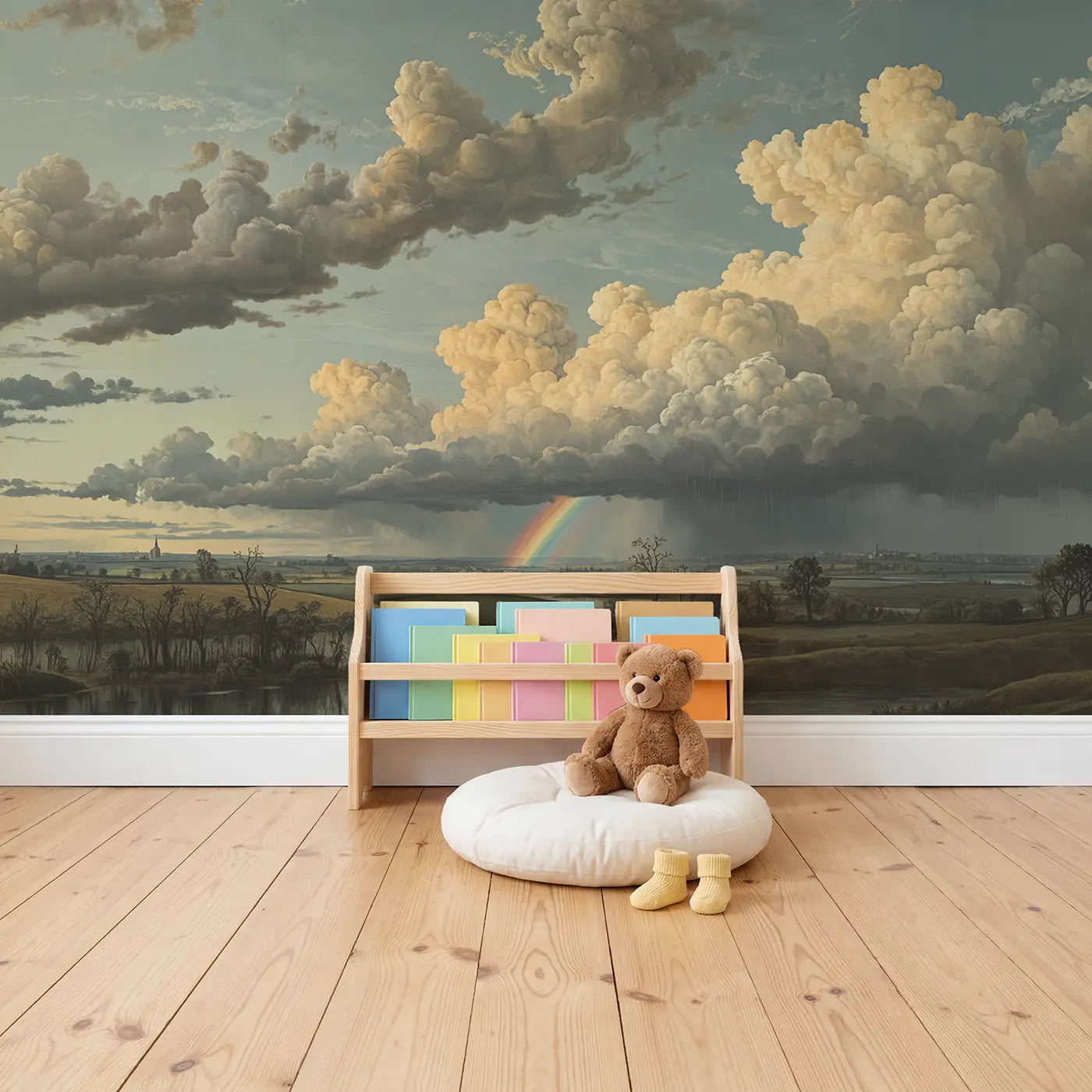 Mammatus Storm Cloud Sky Wallpaper Mural in playroom setting by Whimsy Tots
