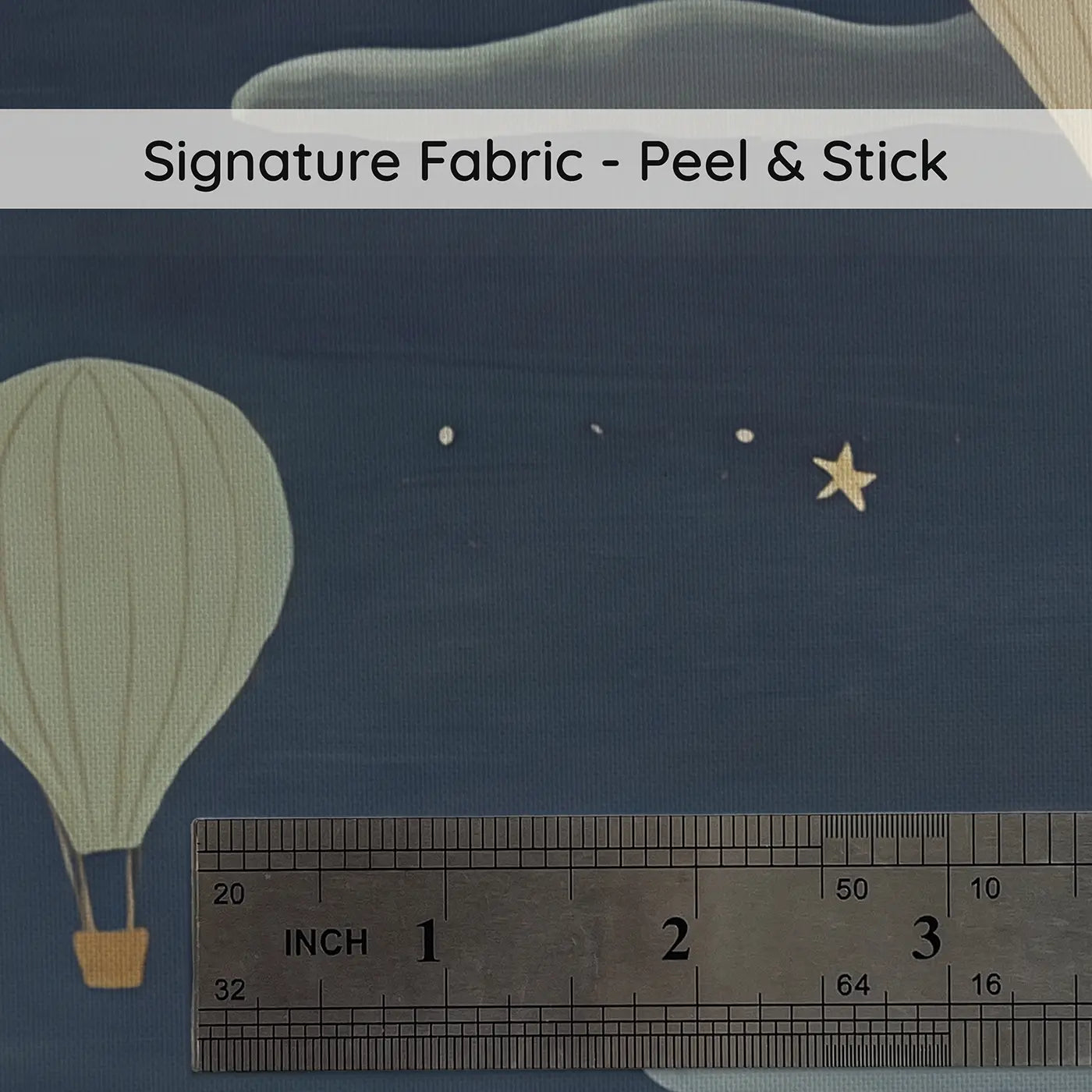 Fabric texture close-up of Midnight Cloud Balloon Wallpaper Mural by Whimsy Tots
