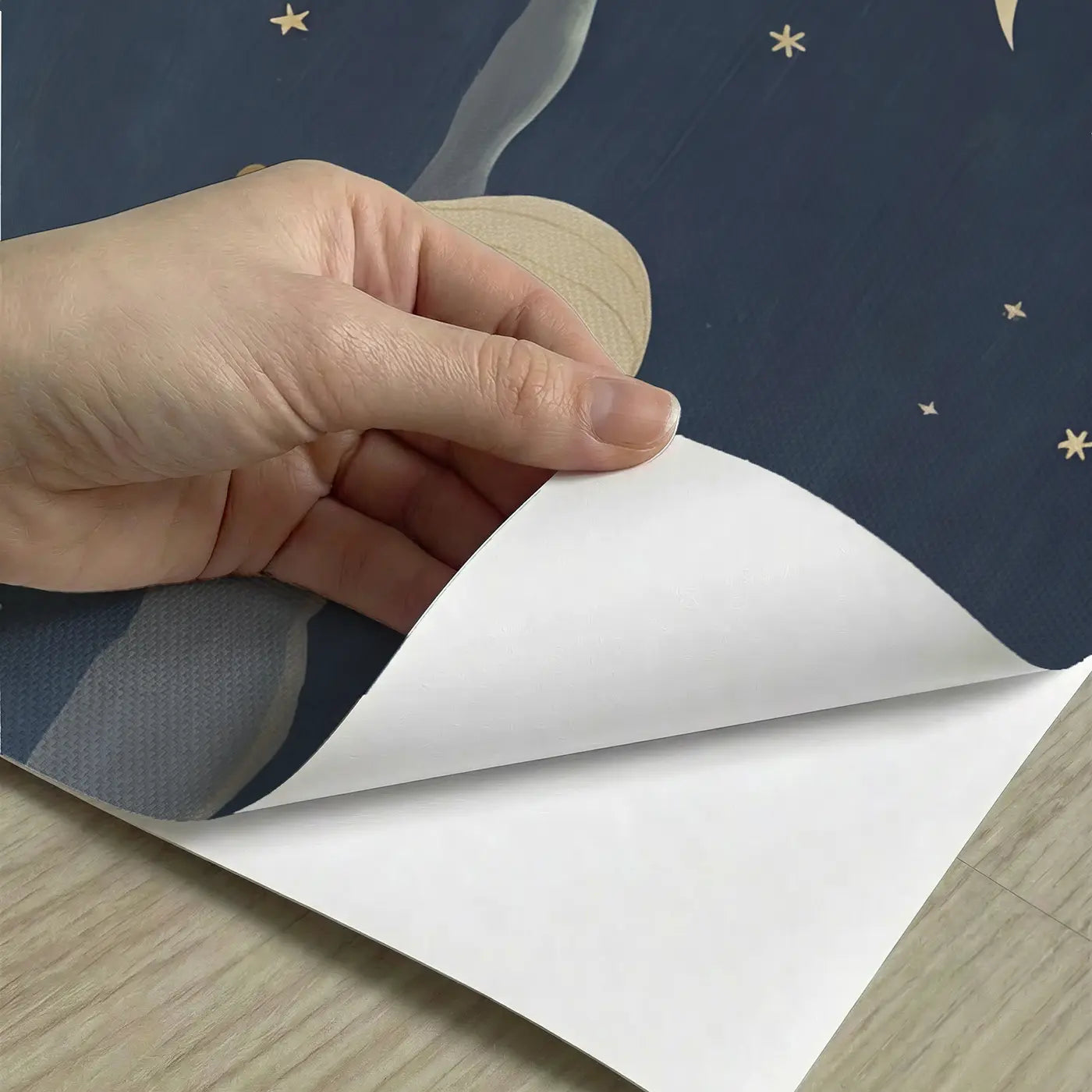 Peel-and-stick detail of Midnight Cloud Balloon Wallpaper Mural by Whimsy Tots