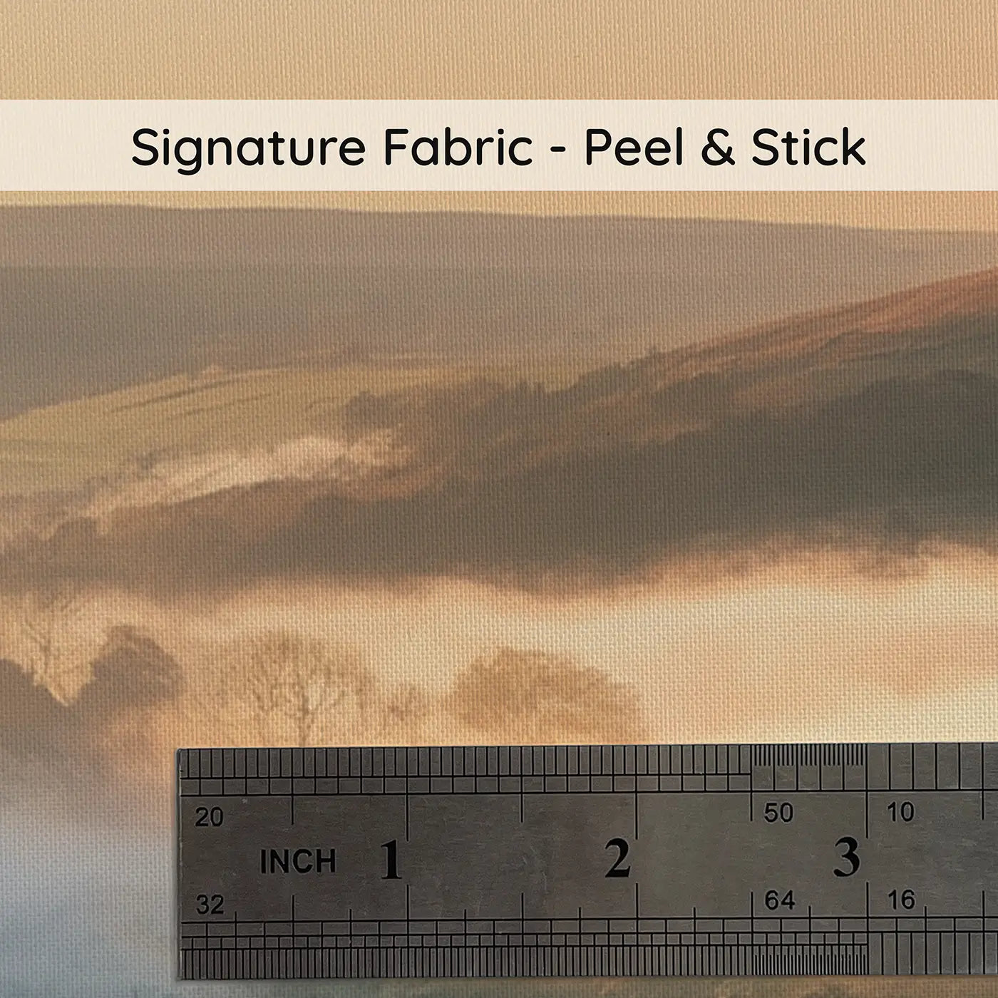 Fabric texture close-up of Morning Mist Sunrise Reveal Wallpaper Mural by Whimsy Tots