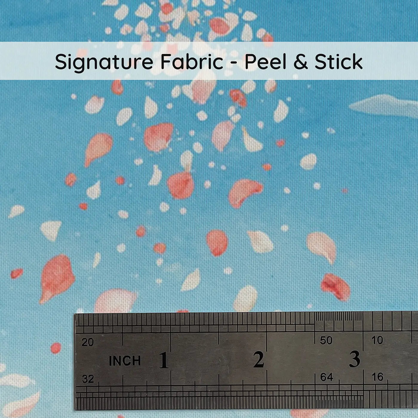 Fabric texture close-up of Petal Rain Balloon Flight Wallpaper Mural by Whimsy Tots