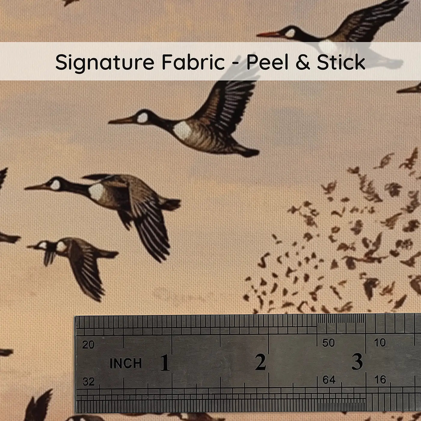 Fabric texture close-up of Autumn Bird Migration Evening Sky Wallpaper Mural by Whimsy Tots