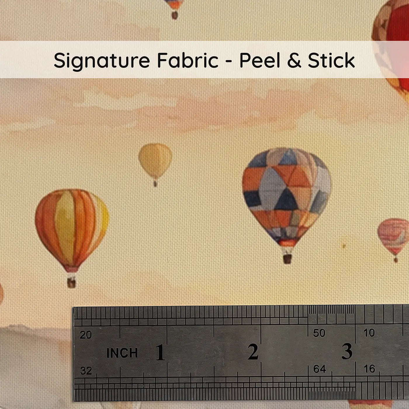 Fabric texture close-up of Balloon Festival Morning Ascension Wallpaper Mural by Whimsy Tots