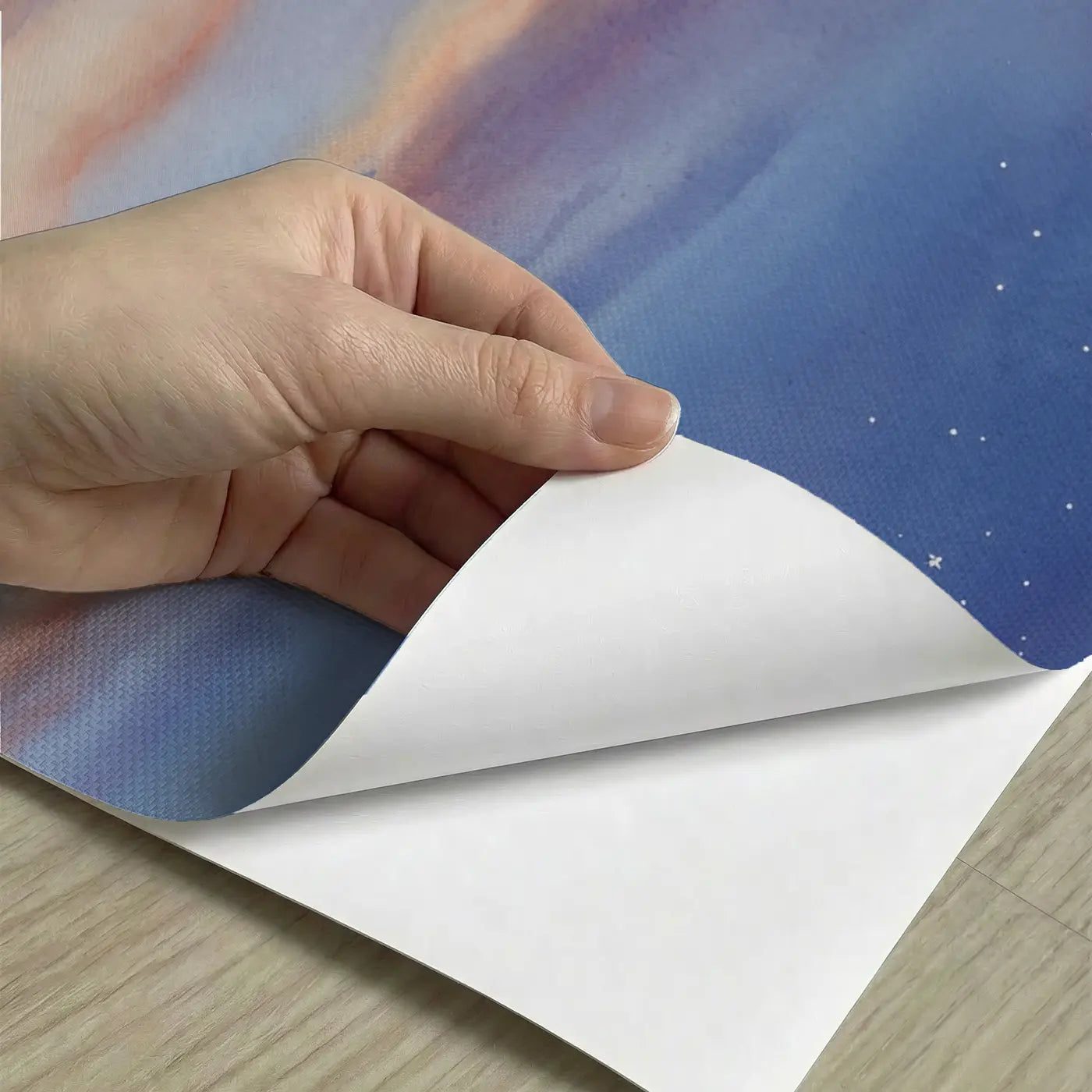 Peel-and-stick detail of Twilight Horizon Gradient Wallpaper Mural by Whimsy Tots