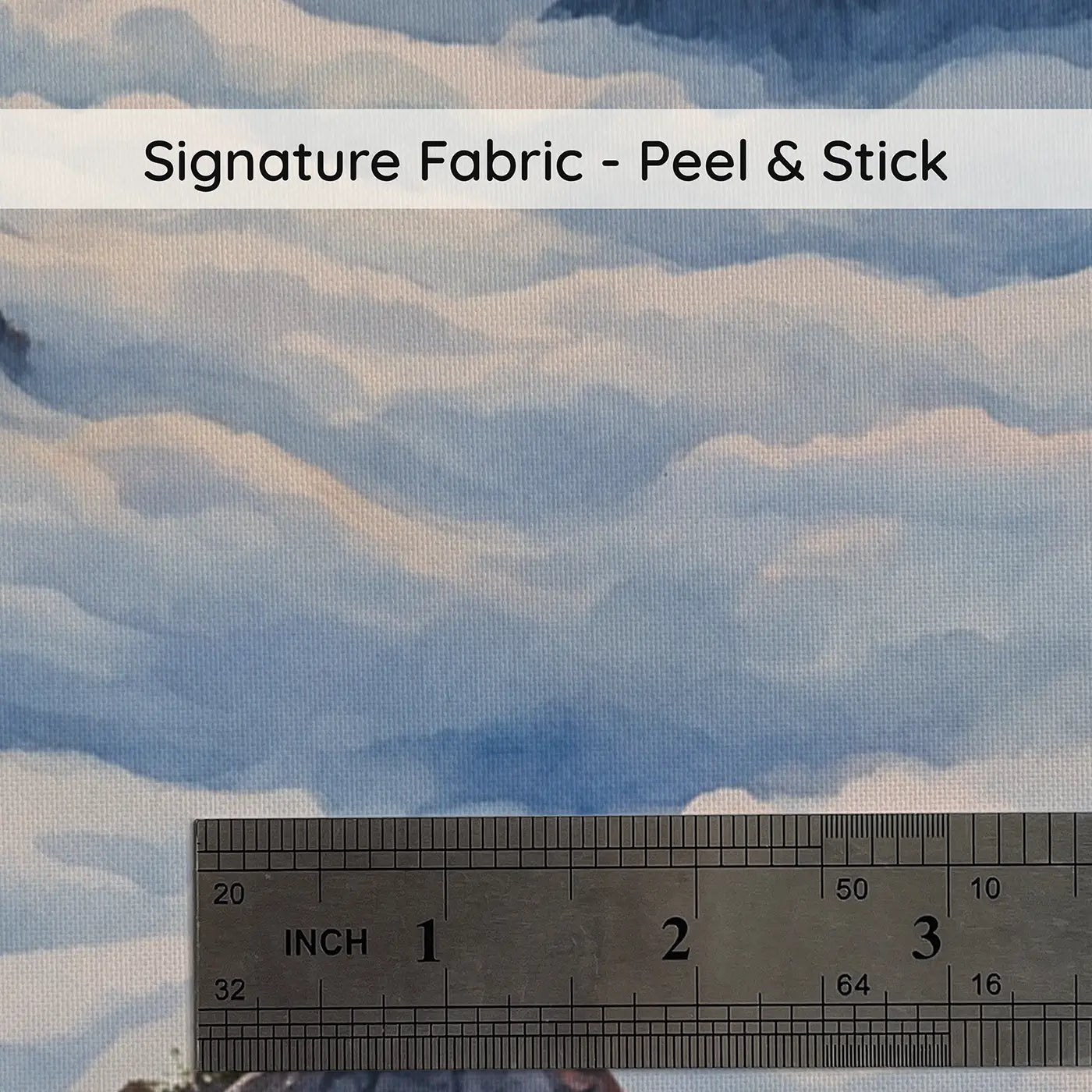 Fabric texture close-up of Cloud Sea Mountain Peaks Dawn Wallpaper Mural by Whimsy Tots