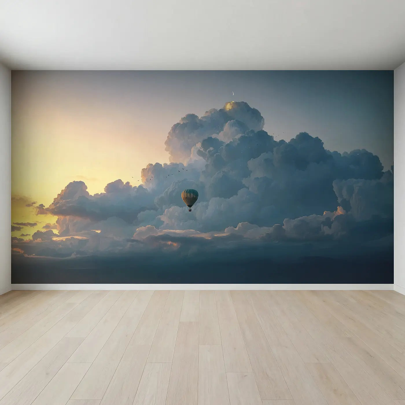 Full view of Twilight Cloud Journey Wallpaper Mural by Whimsy Tots