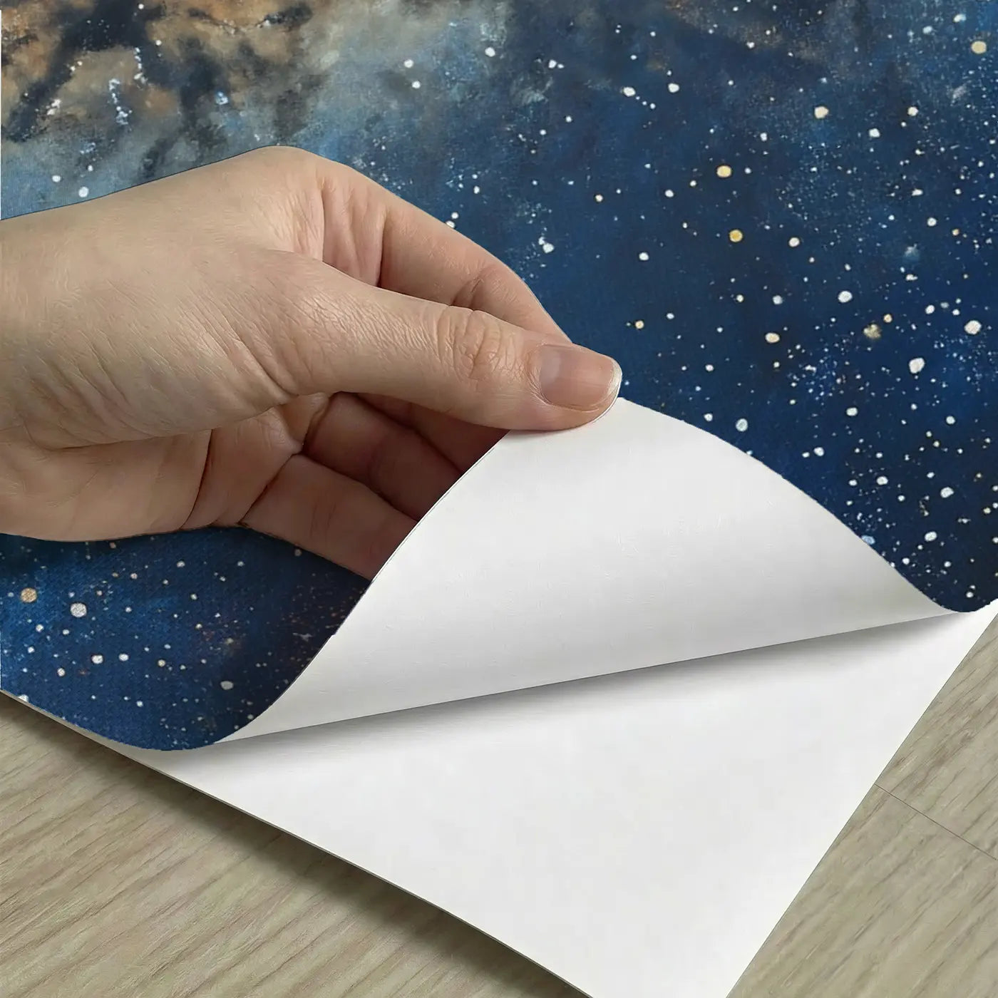 Peel-and-stick detail of Milky Way and Cloud Night Wallpaper Mural by Whimsy Tots