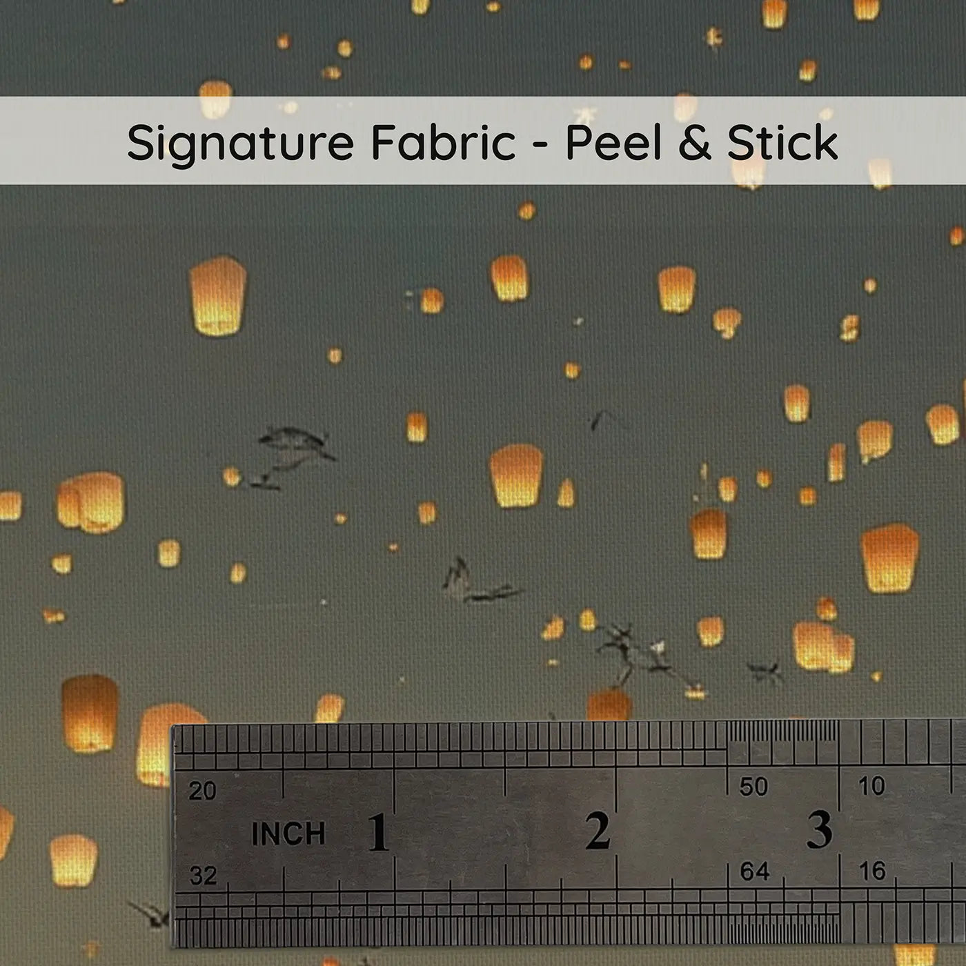 Fabric texture close-up of Night Sky Lantern Festival Wallpaper Mural by Whimsy Tots