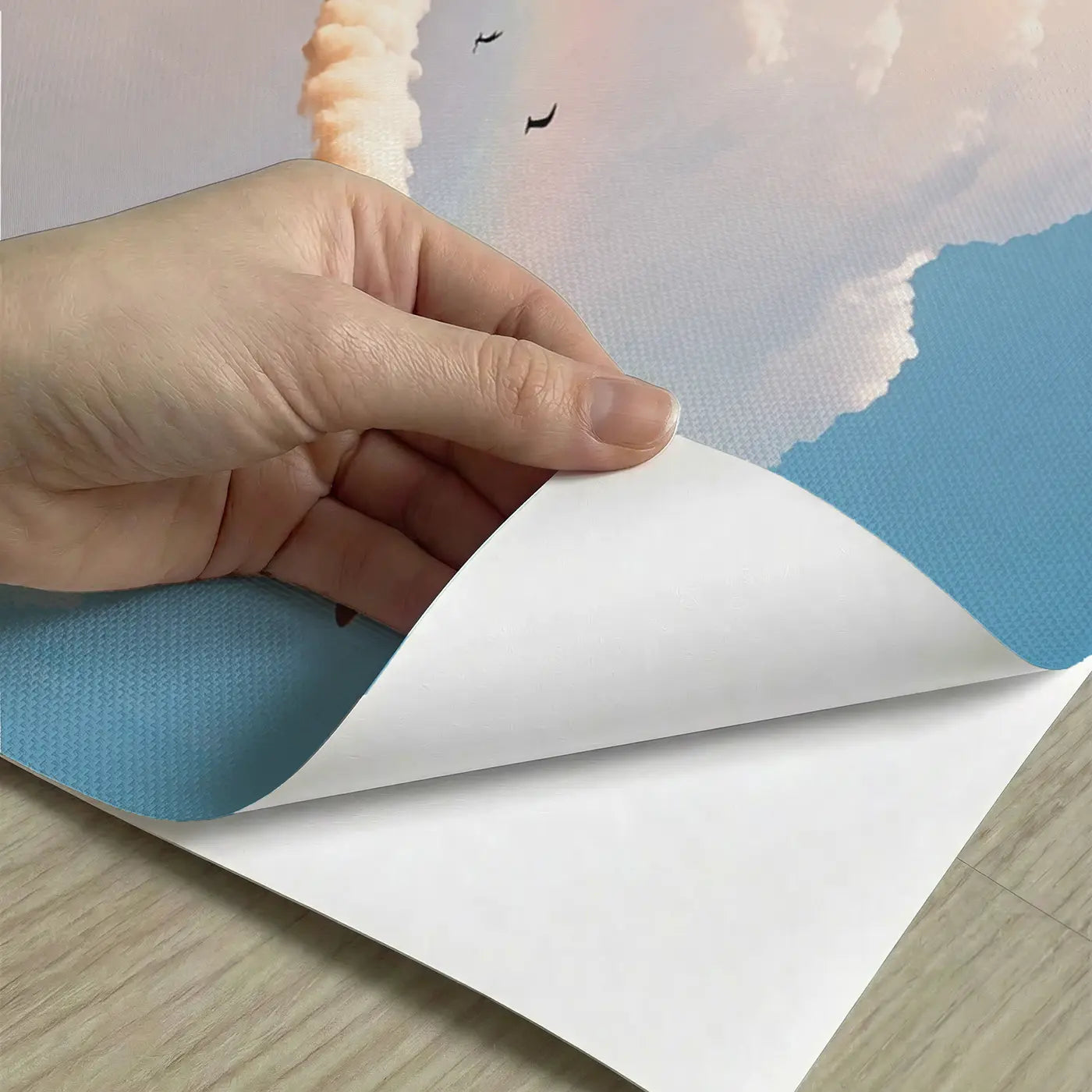 Peel-and-stick detail of Skywriter Planes and Clouds Wallpaper Mural by Whimsy Tots