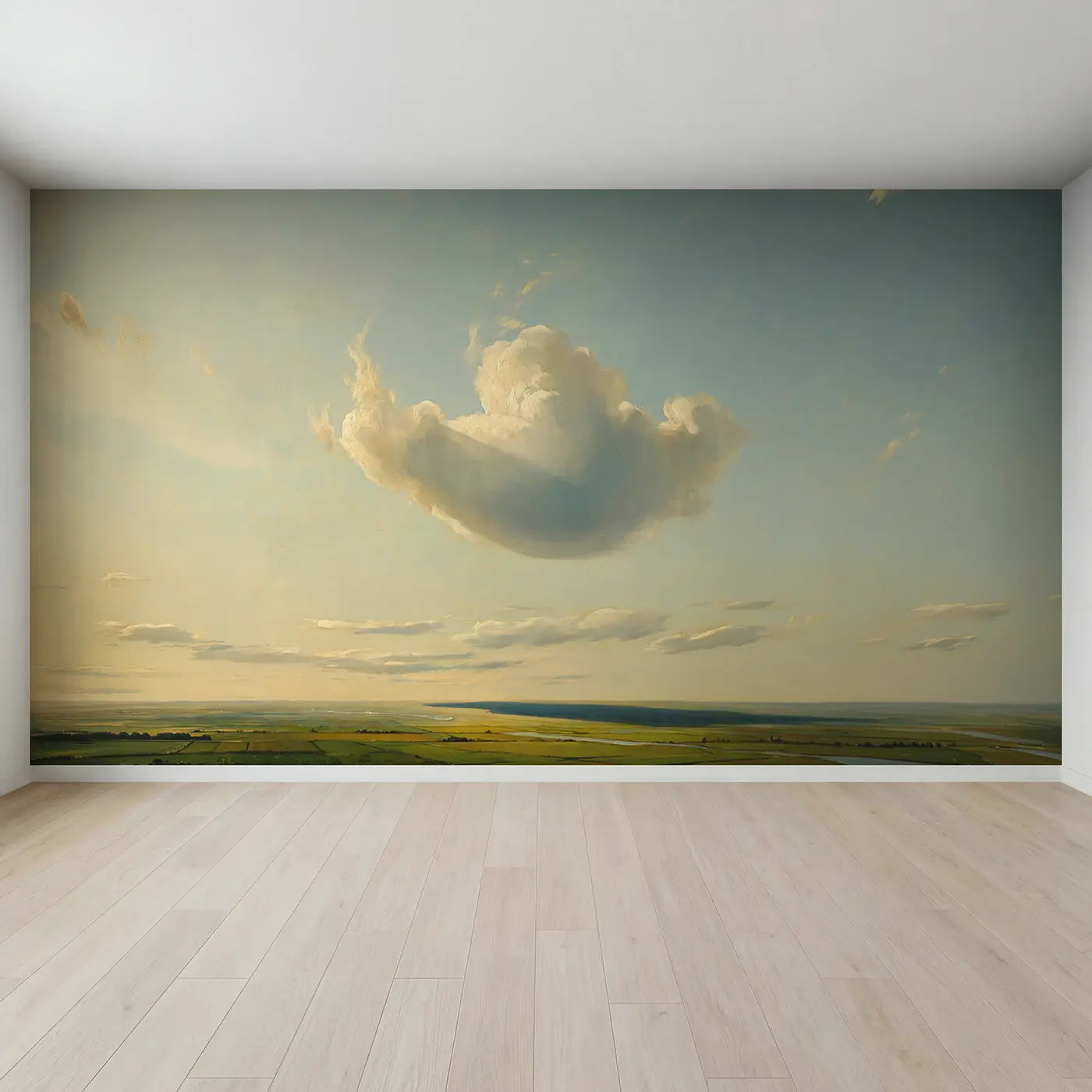 Full view of Afternoon Cloud Shadow Meadow Wallpaper Mural by Whimsy Tots