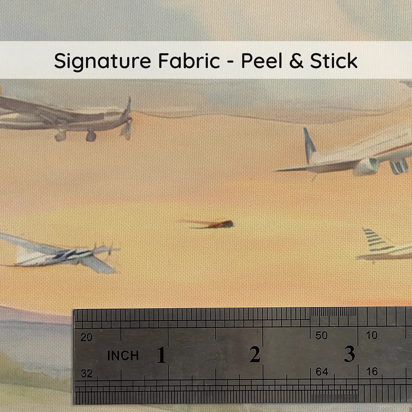 Fabric texture close-up of Airplanes Different Eras Passing Wallpaper Mural by Whimsy Tots