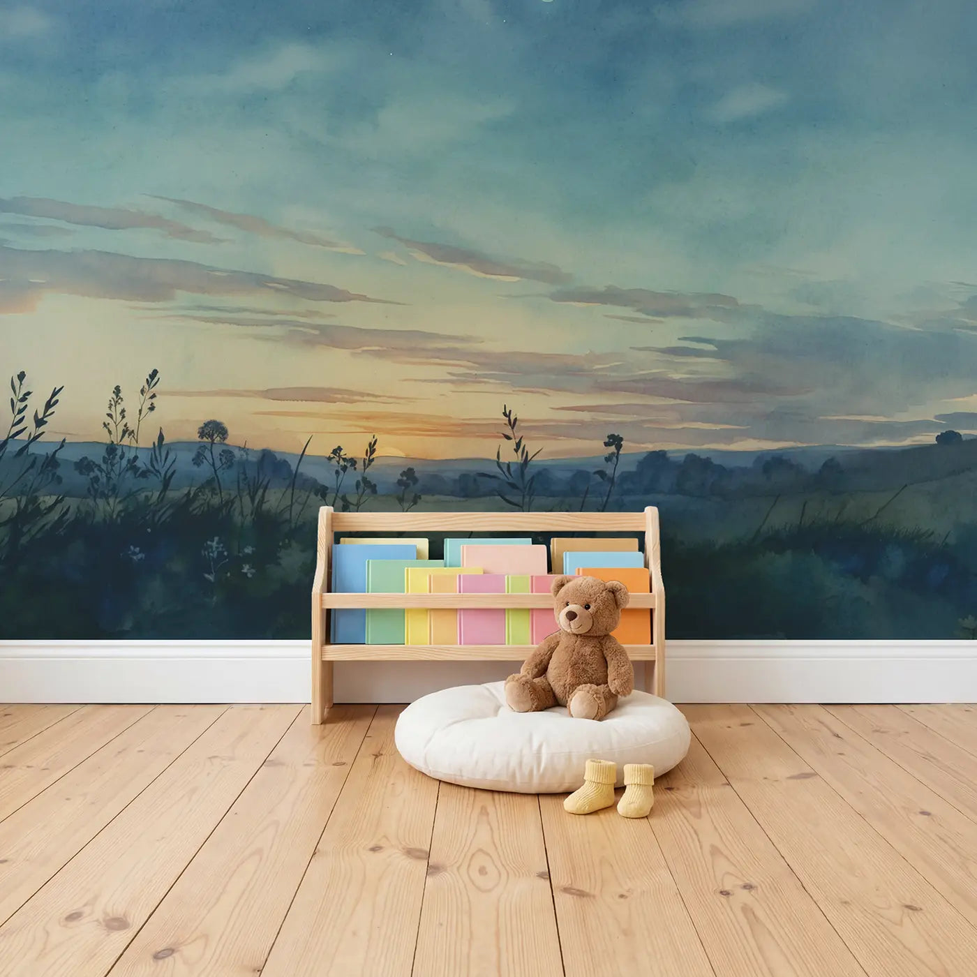 Venus Evening Star Sky Wallpaper Mural in playroom setting by Whimsy Tots