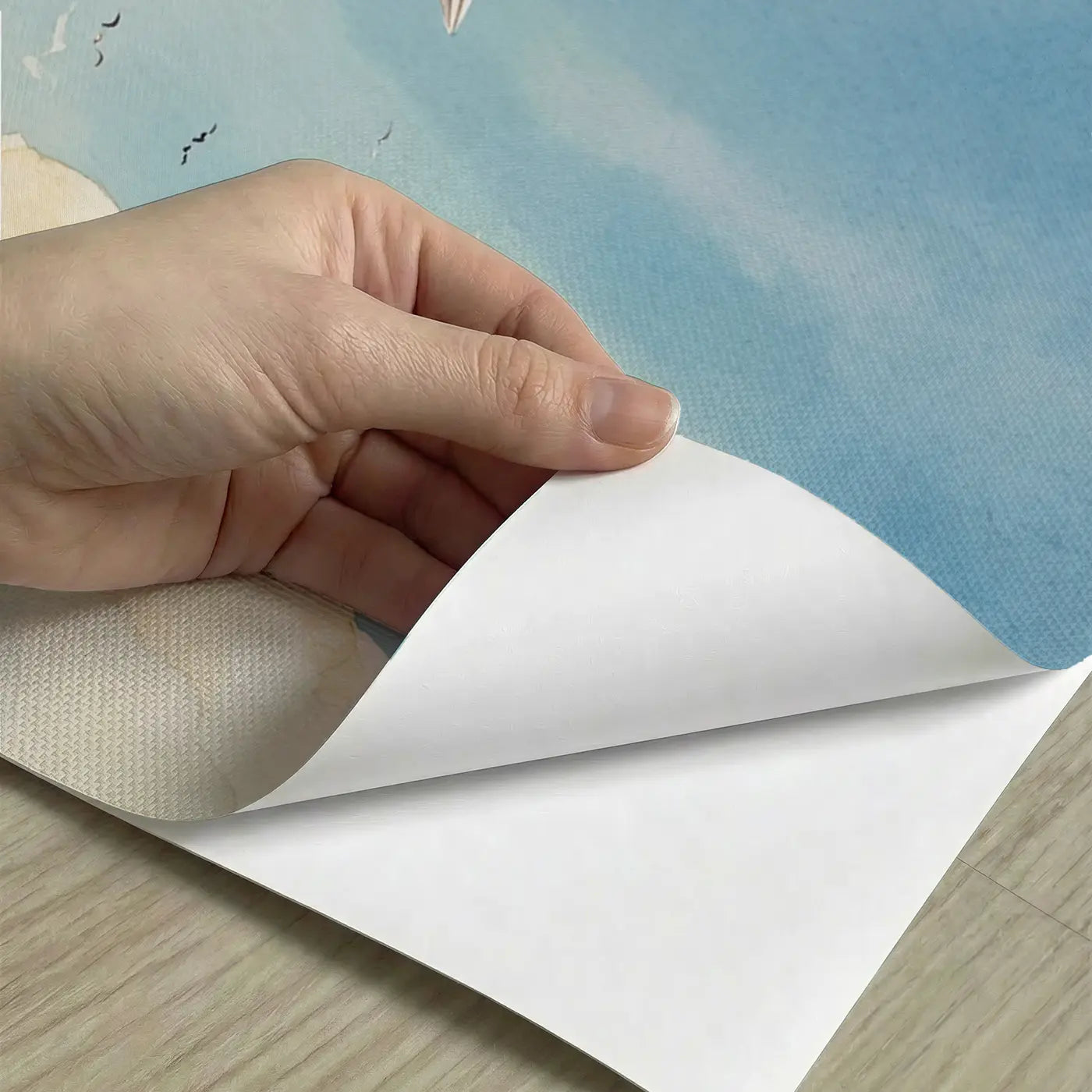Peel-and-stick detail of Paper Airplane Cloud Journey Wallpaper Mural by Whimsy Tots