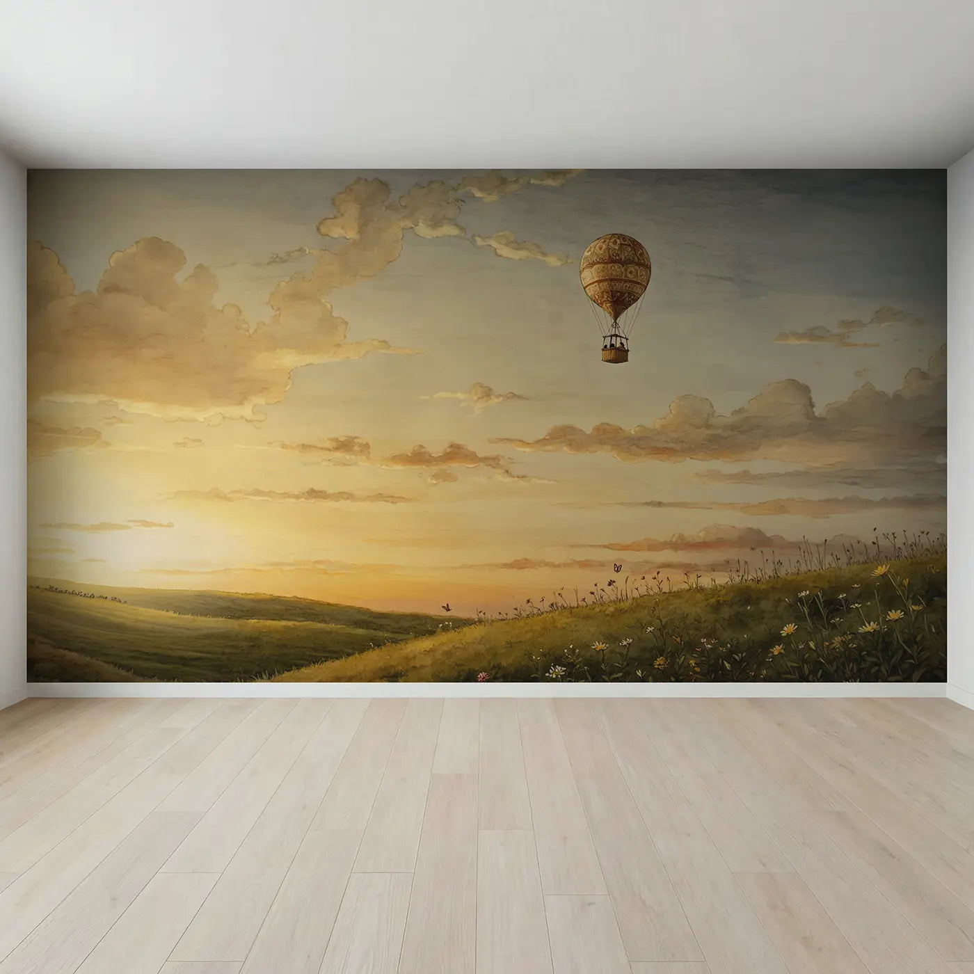 Full view of Single Ornate Balloon Vast Wallpaper Mural by Whimsy Tots