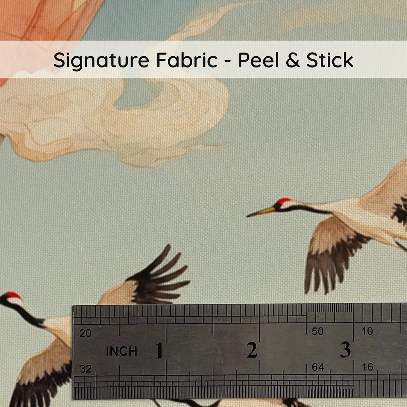 Fabric texture close-up of Balloon Passengers and Crane Family Wallpaper Mural by Whimsy Tots