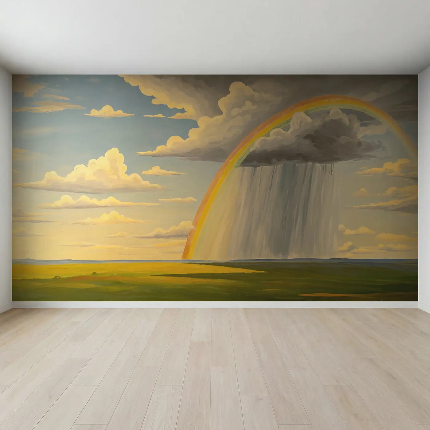 Full view of Rain Curtain Virga Sky Wallpaper Mural by Whimsy Tots