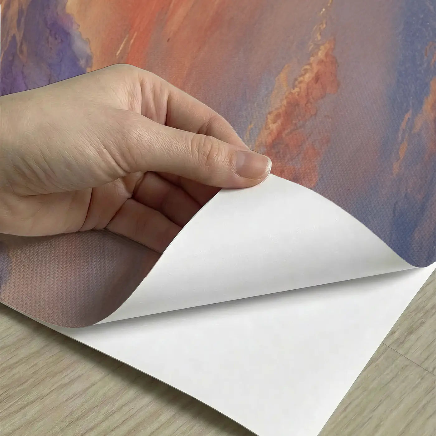 Peel-and-stick detail of Volcanic Sunset Panorama Wallpaper Mural by Whimsy Tots