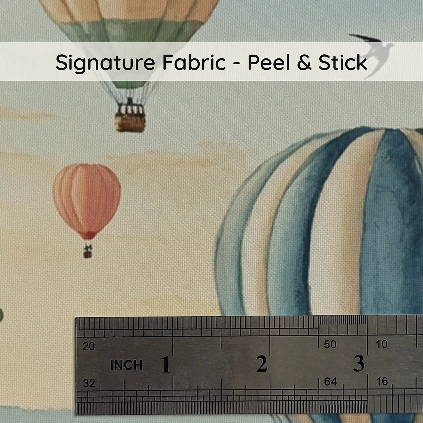 Fabric texture close-up of Morning Balloon Skyscape Wallpaper Mural by Whimsy Tots