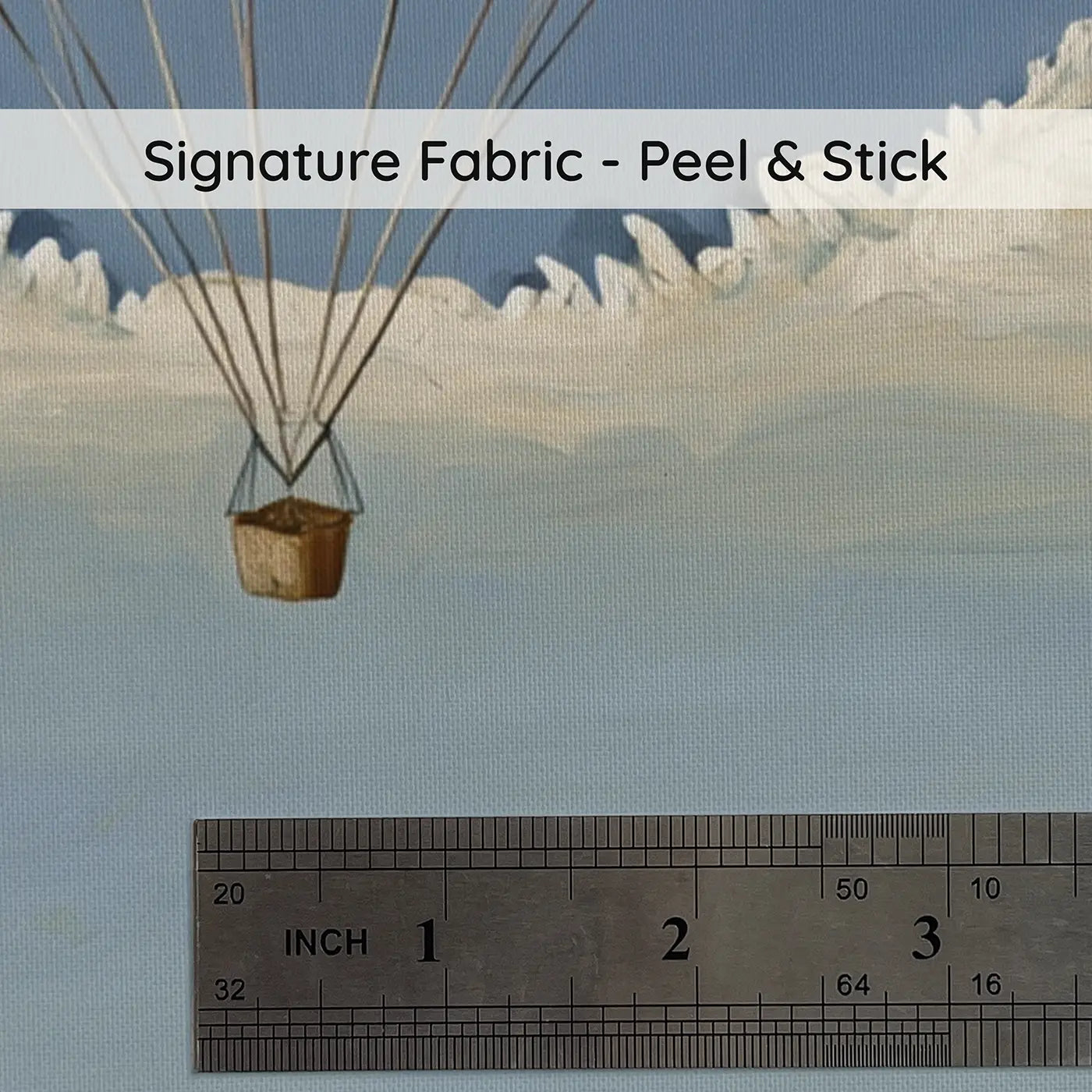 Fabric texture close-up of Cloud Break Parachute Sky Wallpaper Mural by Whimsy Tots