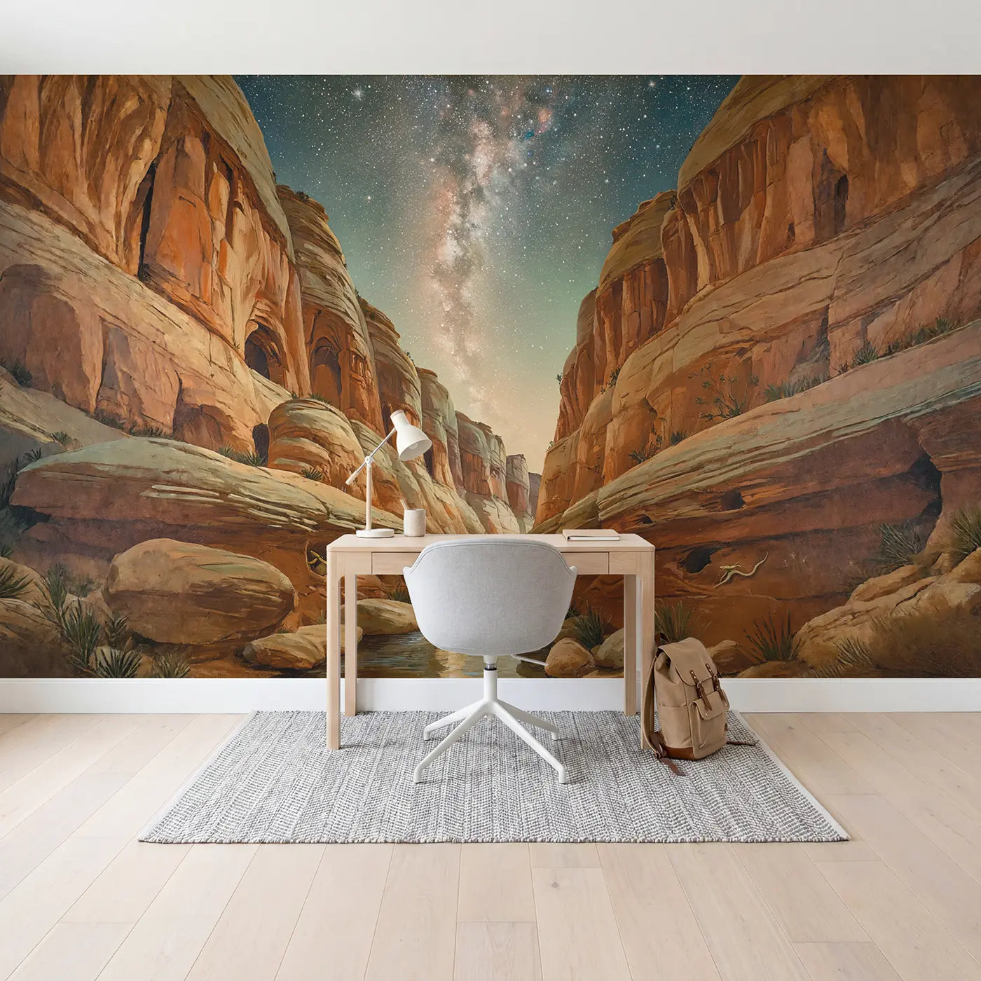 Canyon Floor Stargazing Wallpaper Mural in playroom setting by Whimsy Tots