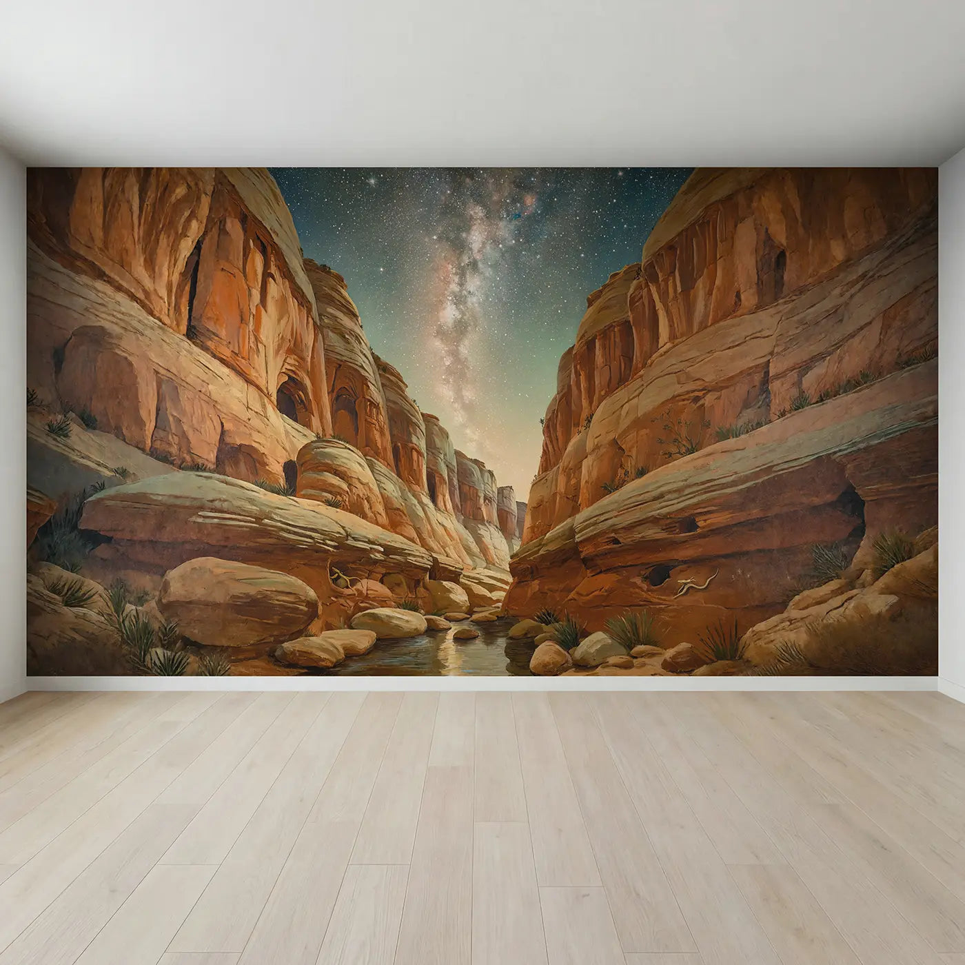 Full view of Canyon Floor Stargazing Wallpaper Mural by Whimsy Tots
