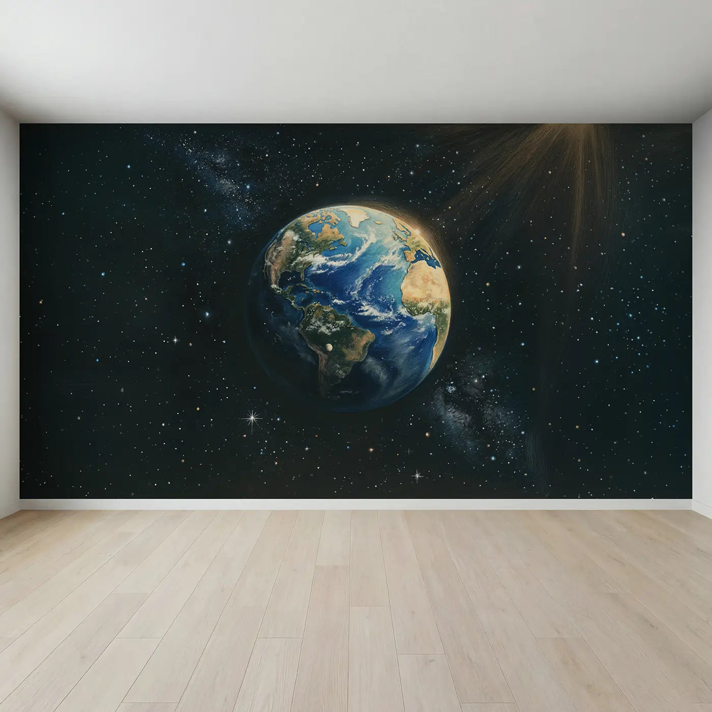 Full view of Planet Earth Fragile Blue Marble Wallpaper Mural by Whimsy Tots