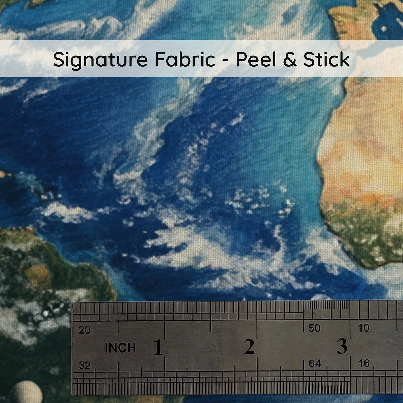 Fabric texture close-up of Planet Earth Fragile Blue Marble Wallpaper Mural by Whimsy Tots